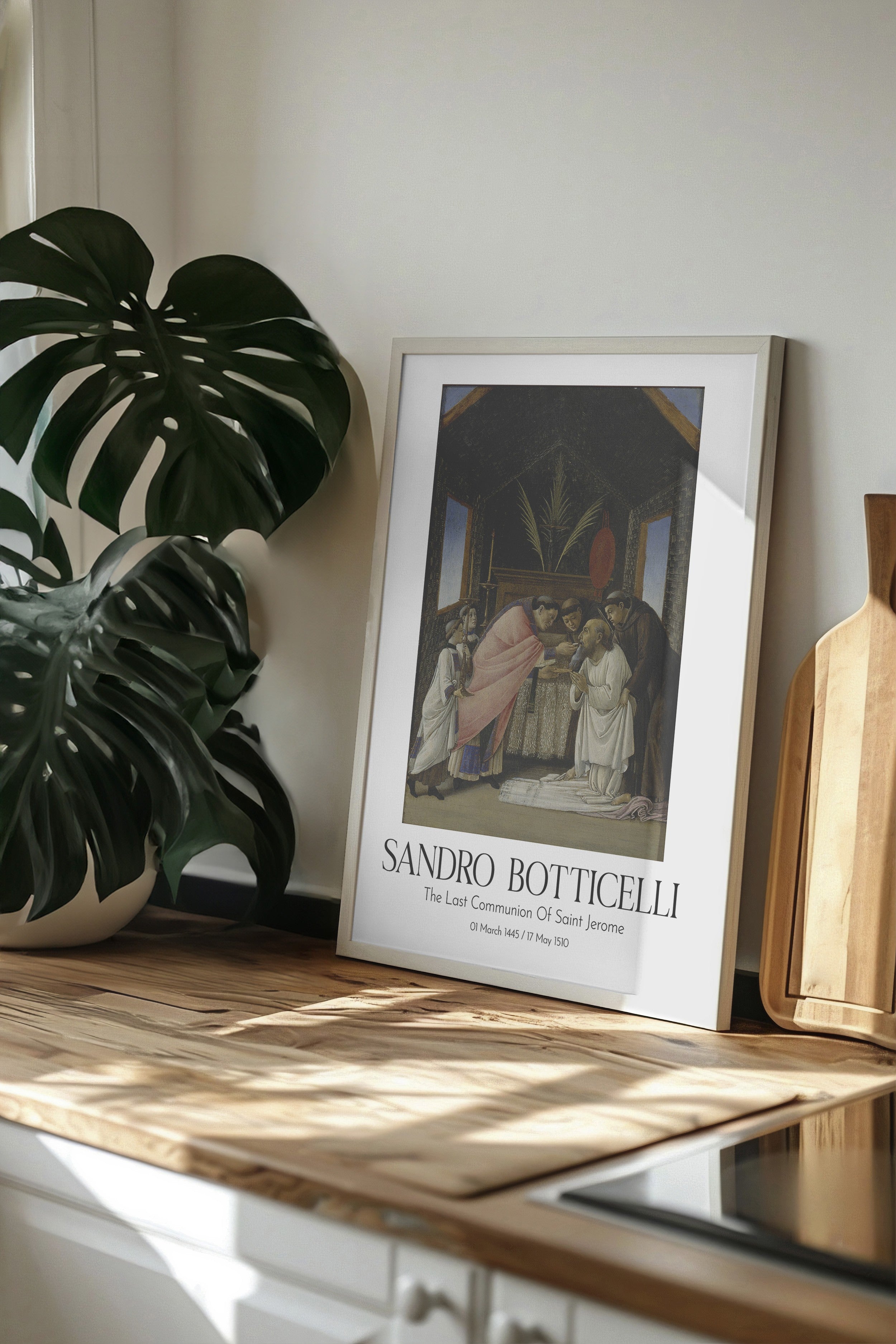 Sandro Botticelli - The Last Communion Of Saint Jerome, Beyaz Çerçeveli Tablo, Sanat Serisi NO:110763