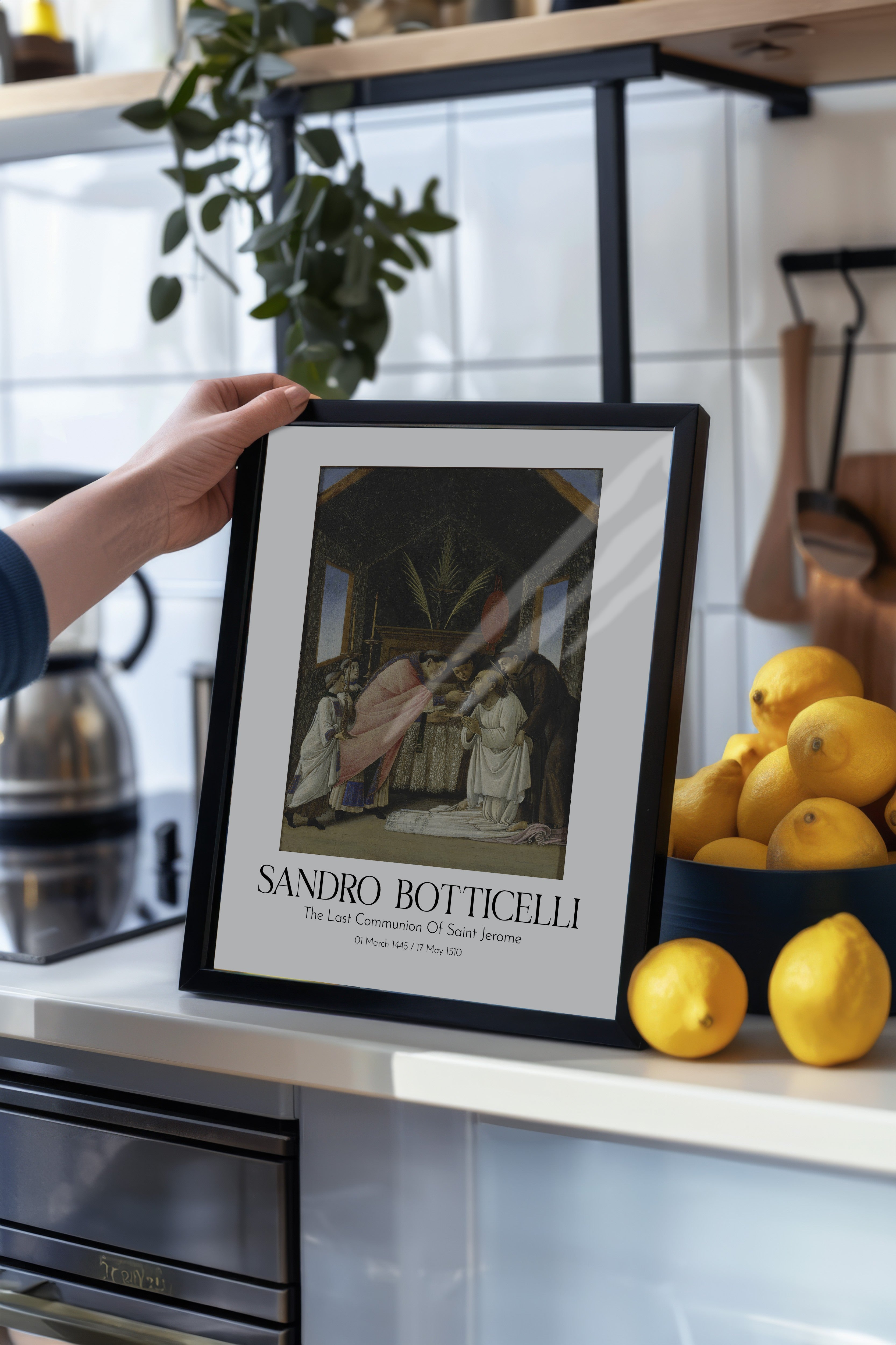 Sandro Botticelli - The Last Communion Of Saint Jerome, Siyah Çerçeveli Tablo, Sanat Serisi NO:110763