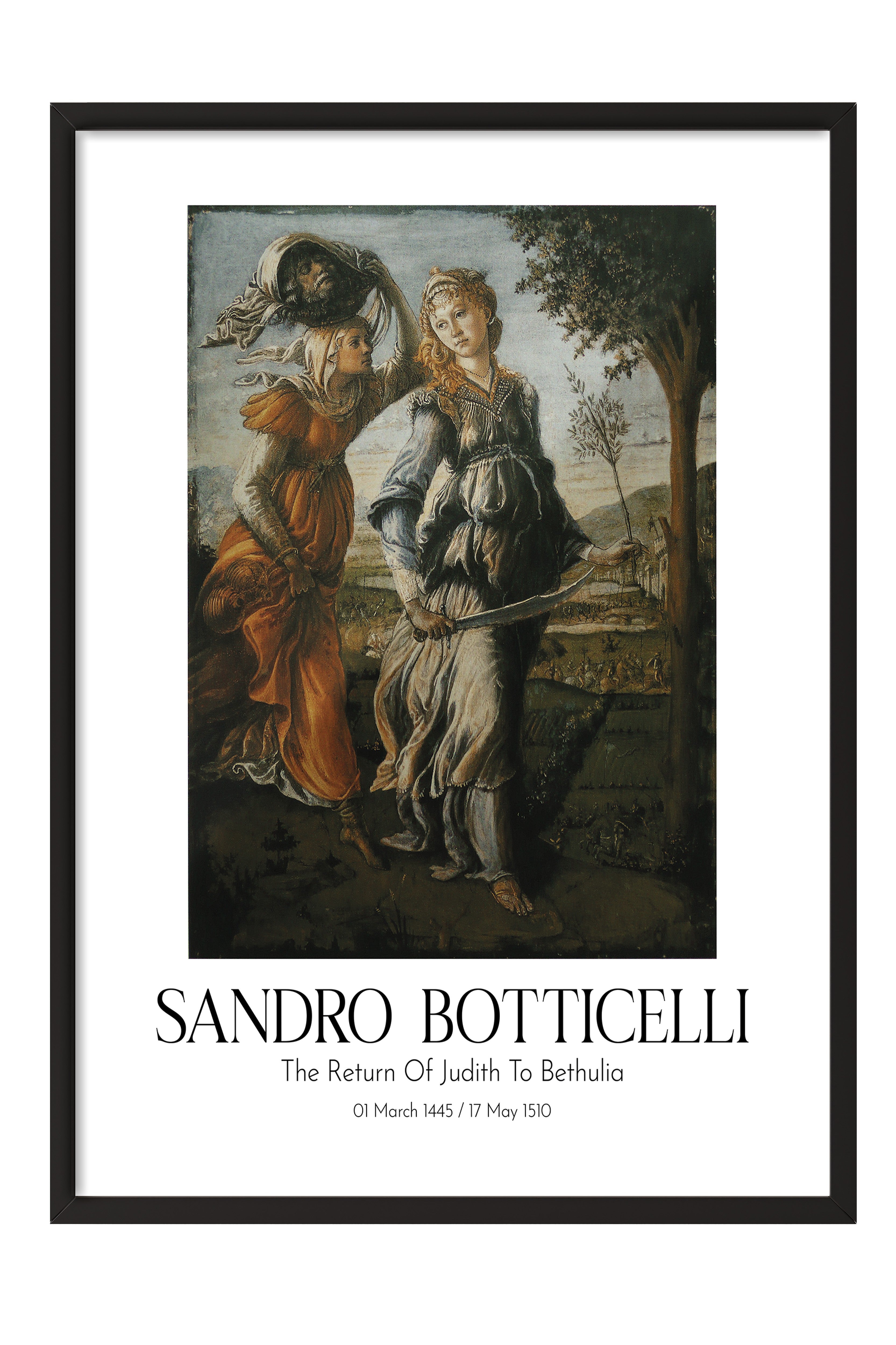 Sandro Botticelli - The Return Of Judith To Bethulia, Siyah Çerçeveli Tablo, Sanat Serisi NO:110759