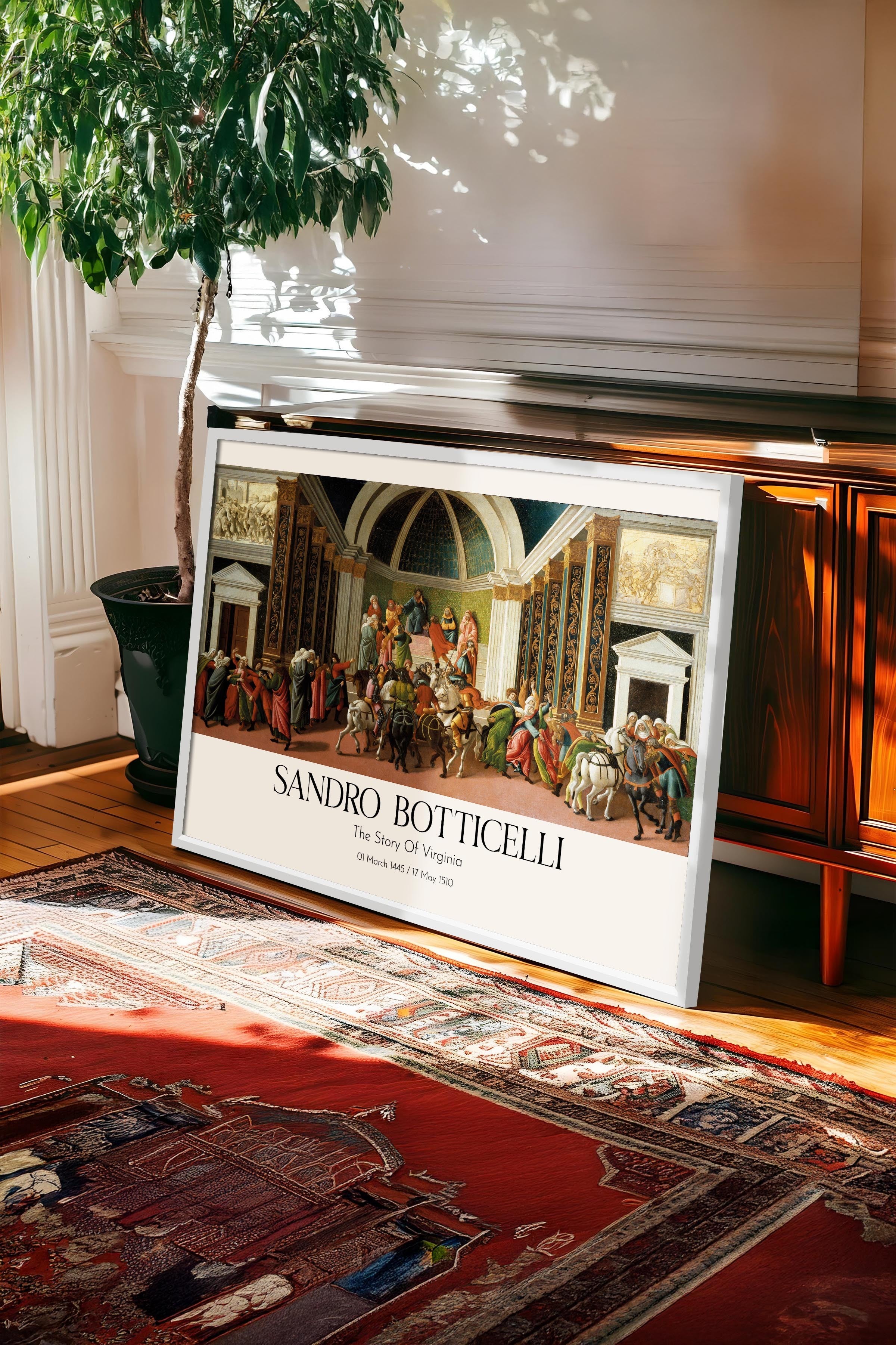Sandro Botticelli - The Story Of Virginia, Beyaz Çerçeveli Tablo, Sanat Serisi NO:110769