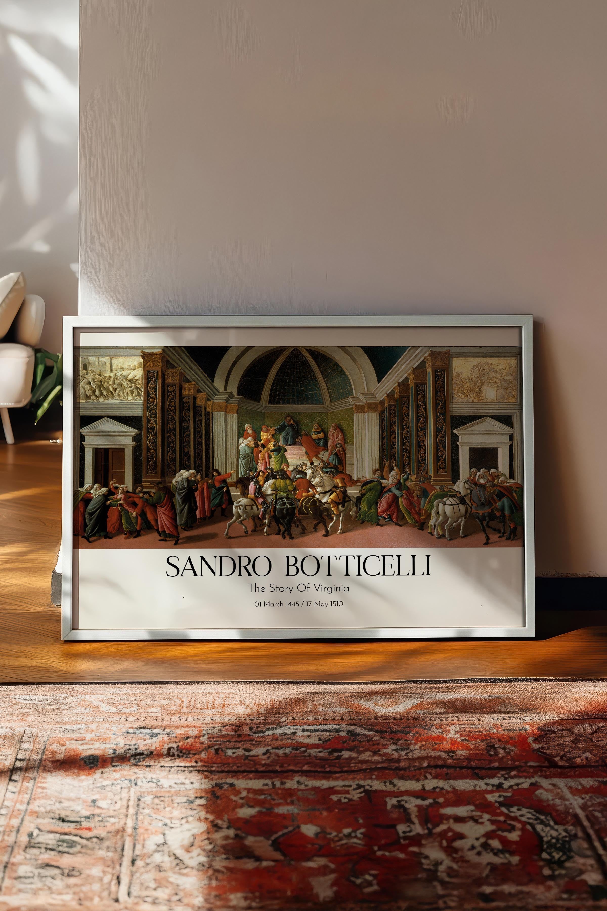 Sandro Botticelli - The Story Of Virginia, Beyaz Çerçeveli Tablo, Sanat Serisi NO:110769