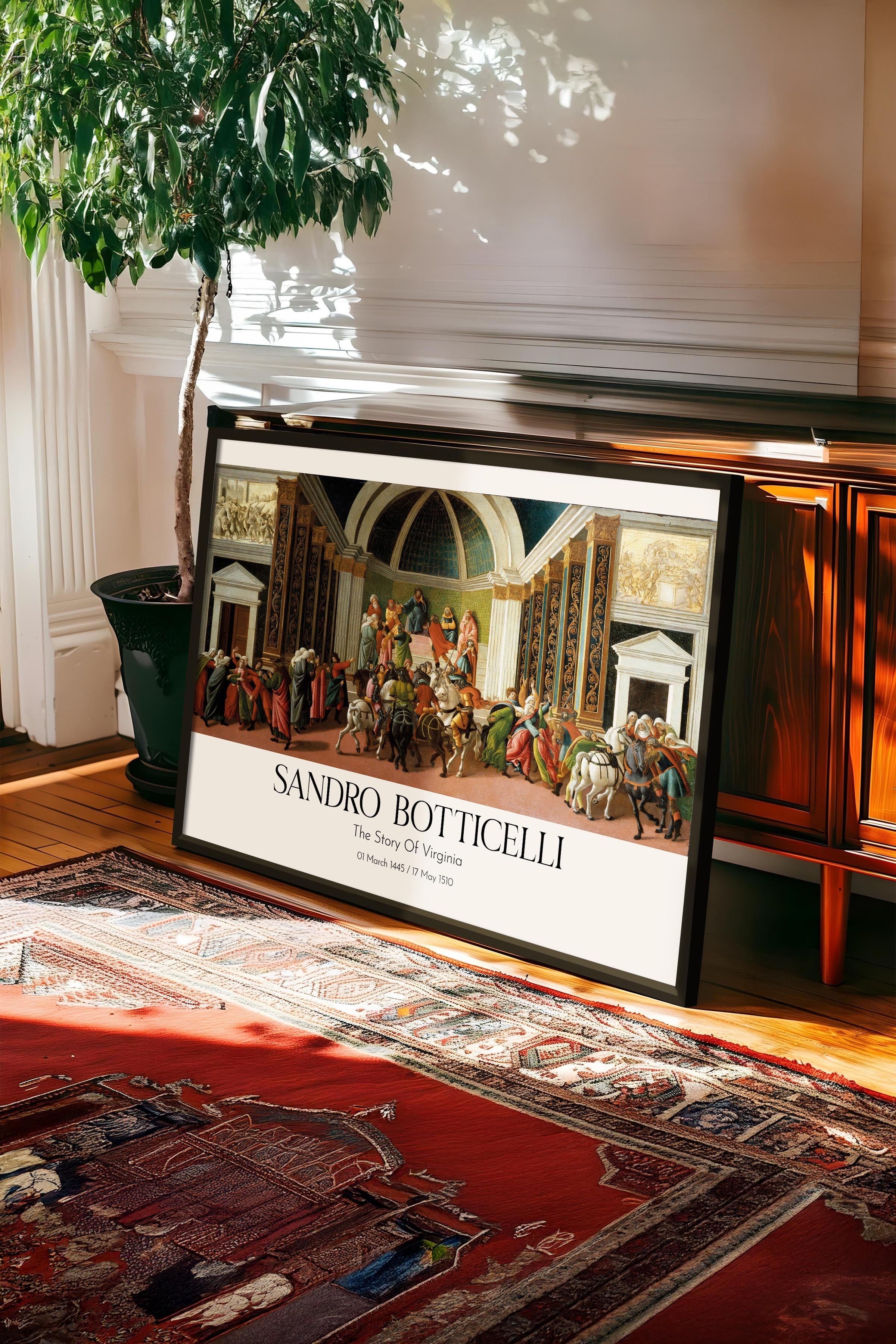 Sandro Botticelli - The Story Of Virginia, Siyah Çerçeveli Tablo, Sanat Serisi NO:110769