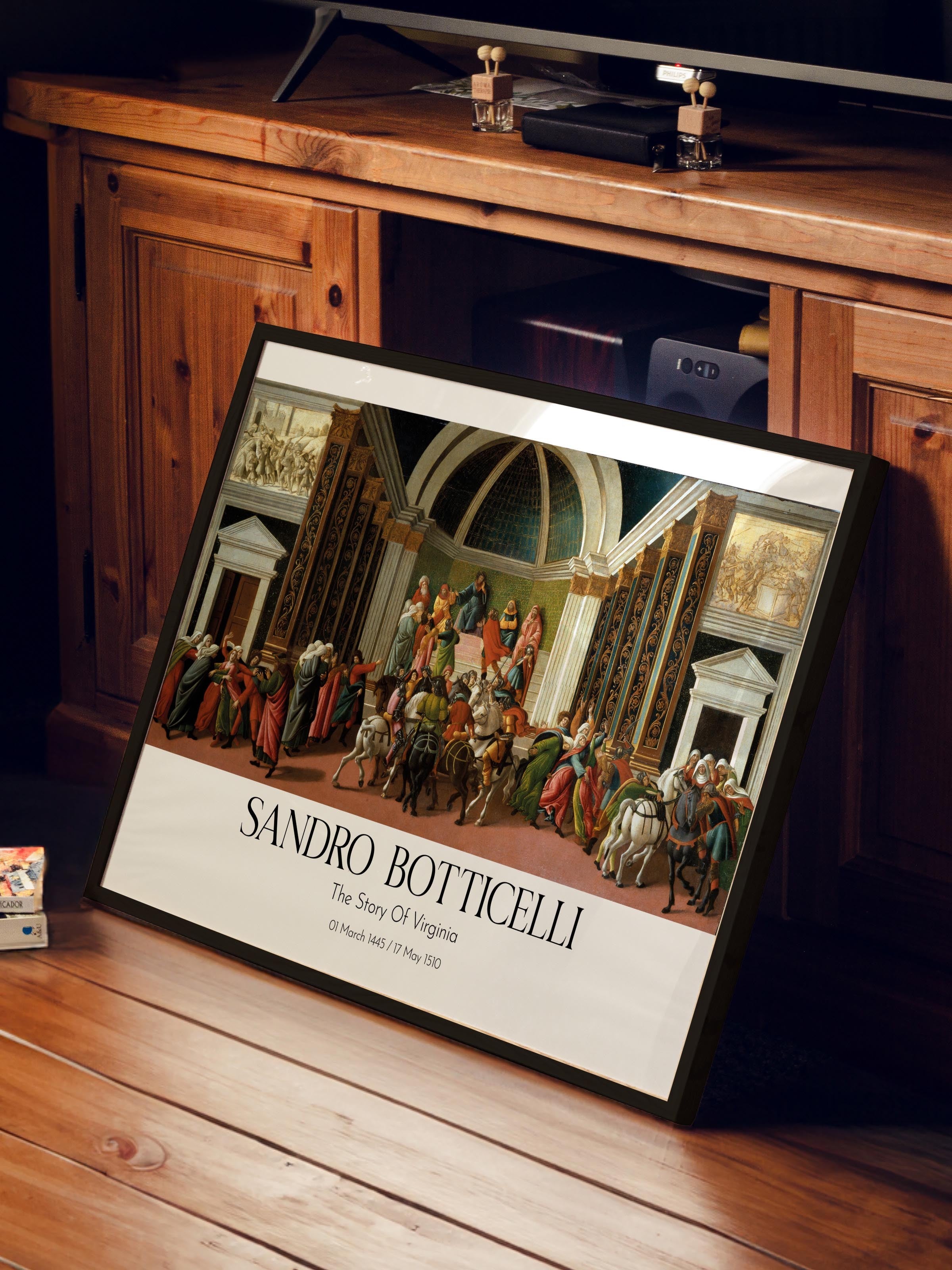 Sandro Botticelli - The Story Of Virginia, Siyah Çerçeveli Tablo, Sanat Serisi NO:110769