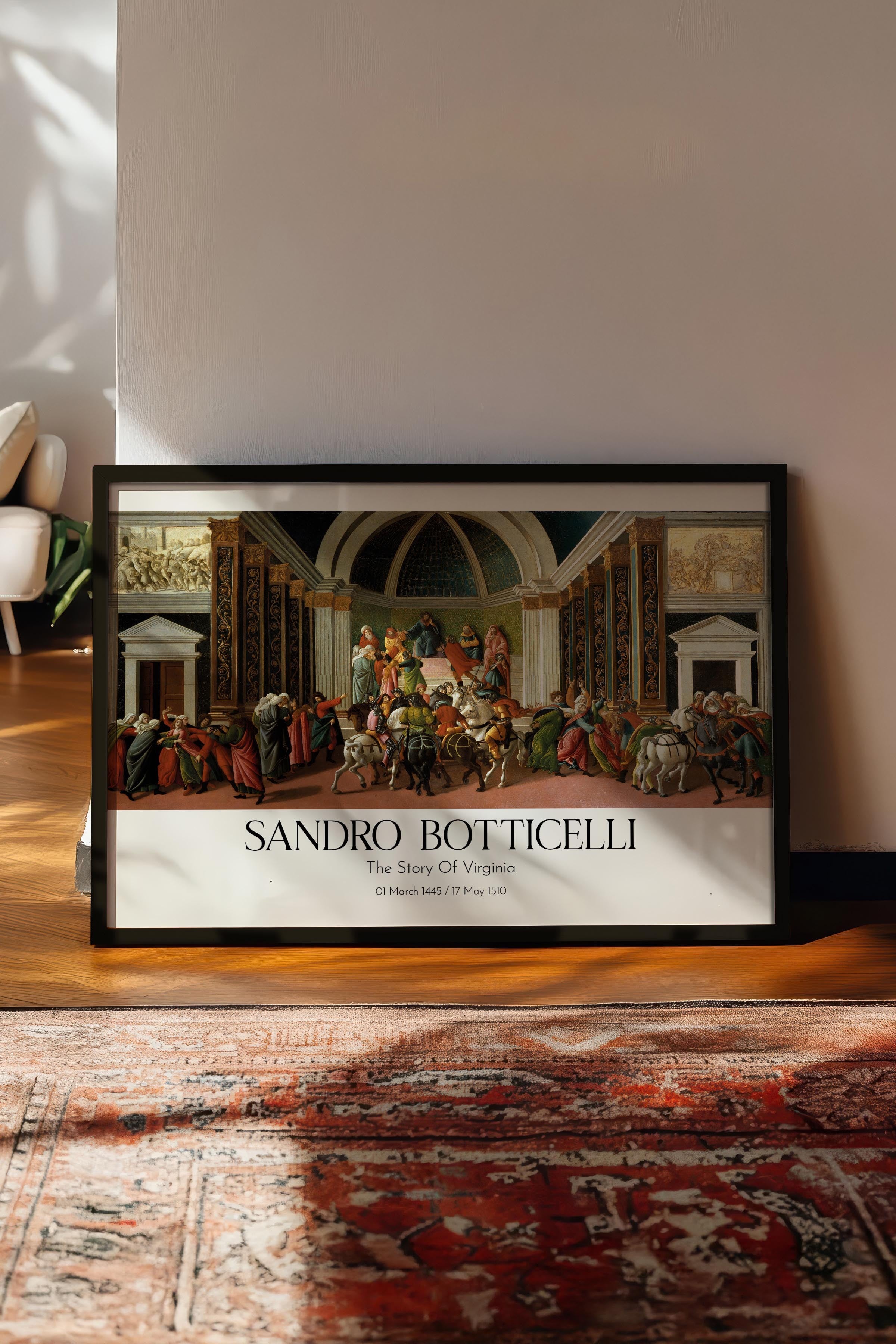 Sandro Botticelli - The Story Of Virginia, Siyah Çerçeveli Tablo, Sanat Serisi NO:110769