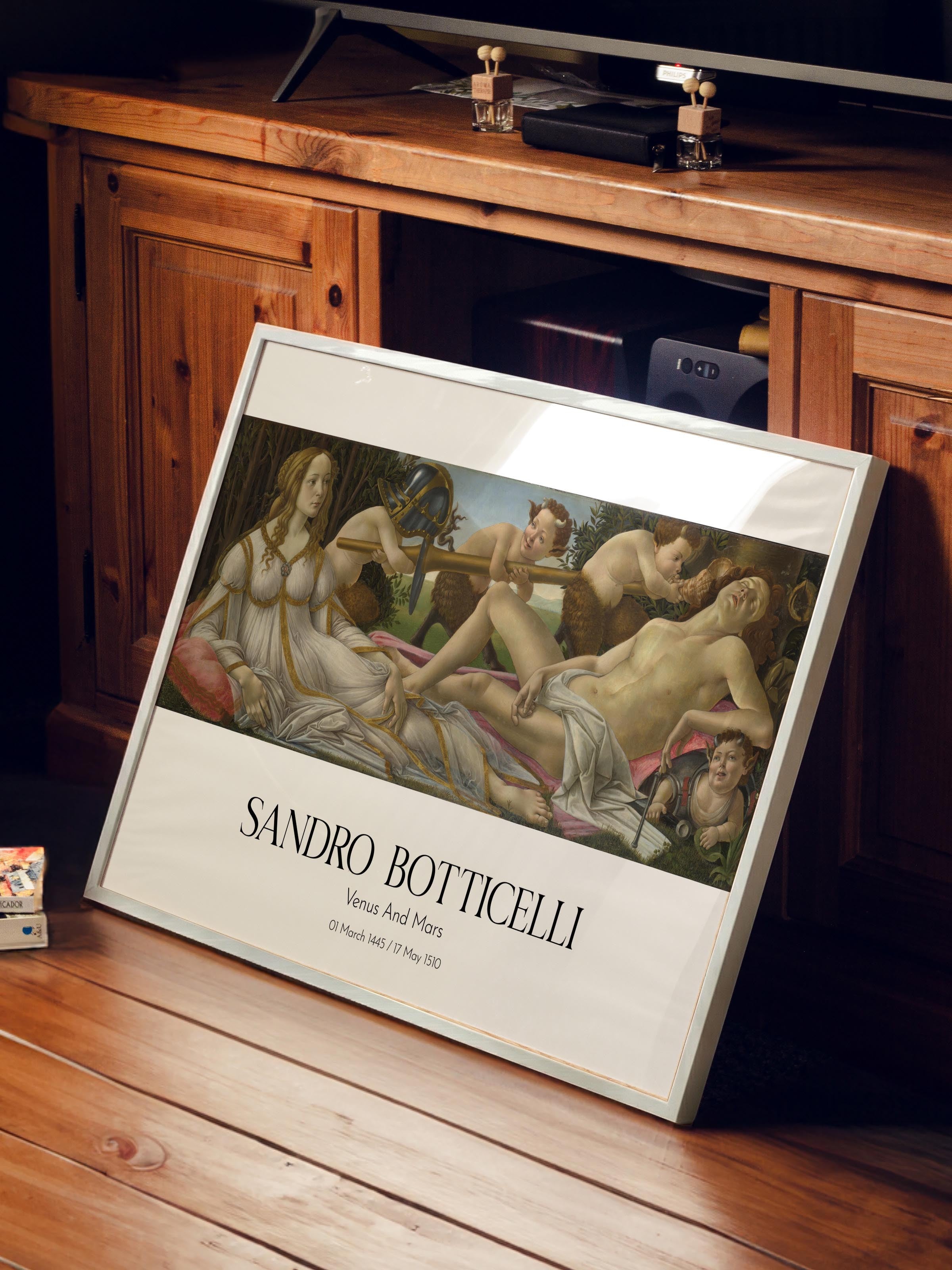 Sandro Botticelli - Venus And Mars, Beyaz Çerçeveli Tablo, Sanat Serisi NO:110766