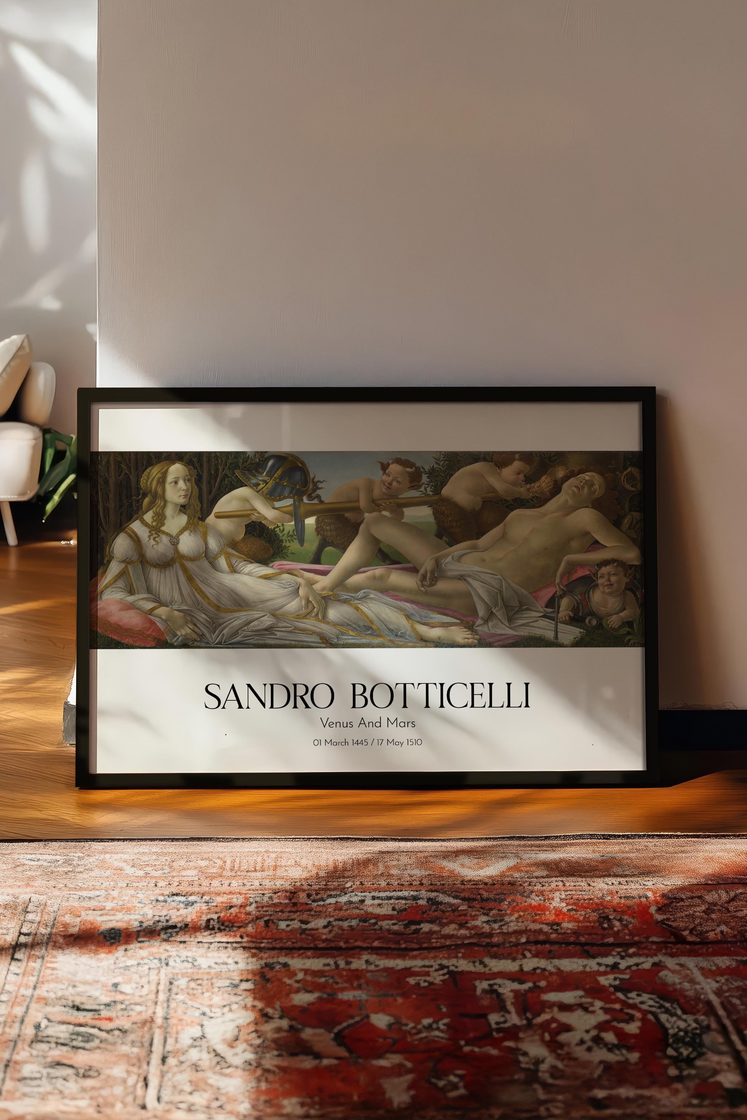 Sandro Botticelli - Venus And Mars, Siyah Çerçeveli Tablo, Sanat Serisi NO:110766