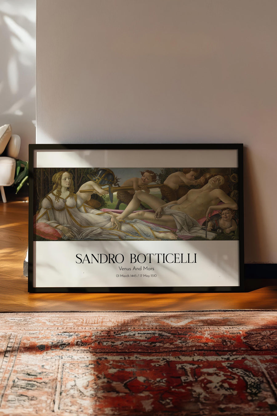 Sandro Botticelli - Venus And Mars, Siyah Çerçeveli Tablo, Sanat Serisi NO:110766