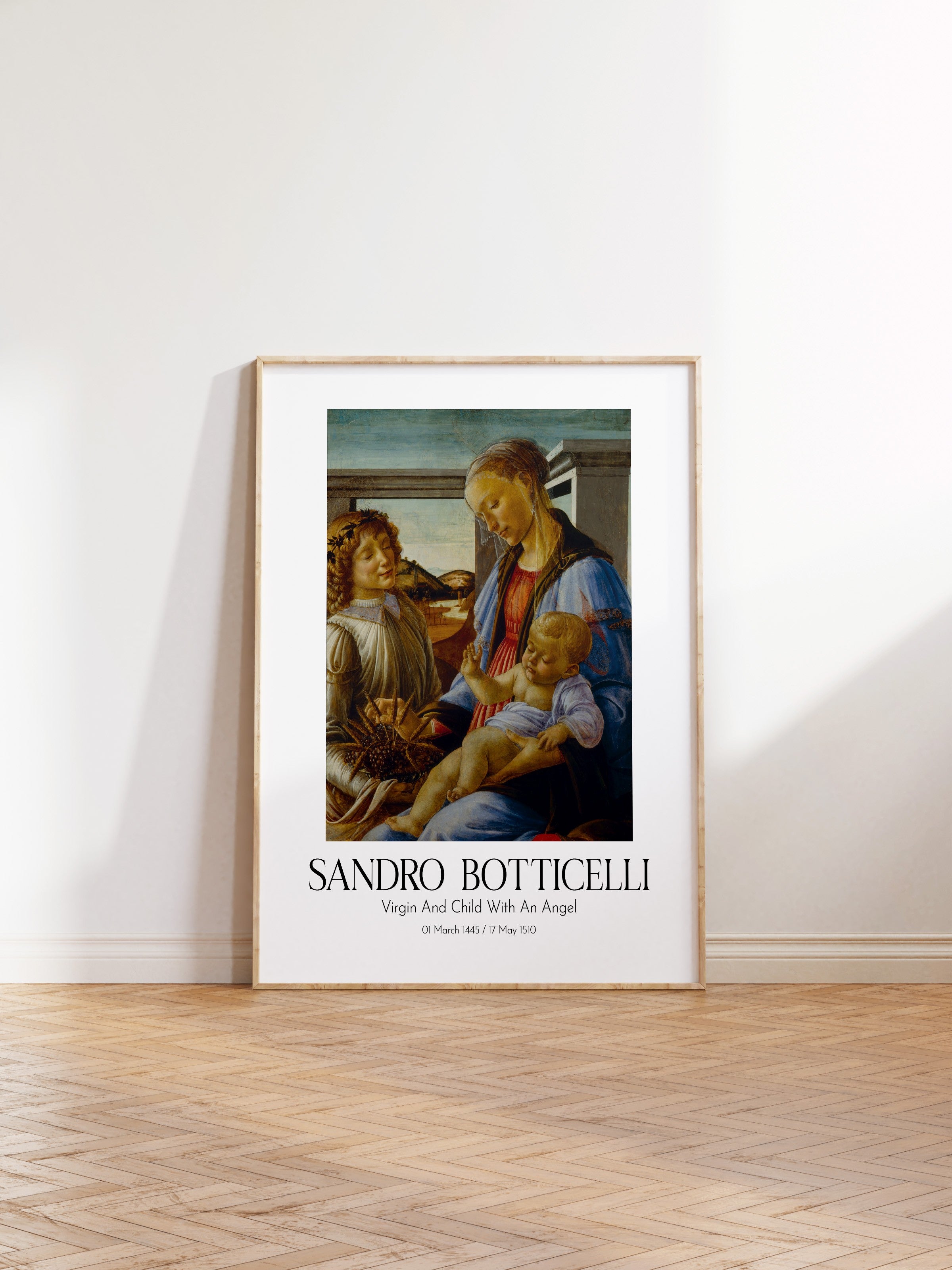 Sandro Botticelli - Virgin And Child With An Angel, Ahşap Çerçeveli Tablo, Sanat Serisi NO:110761