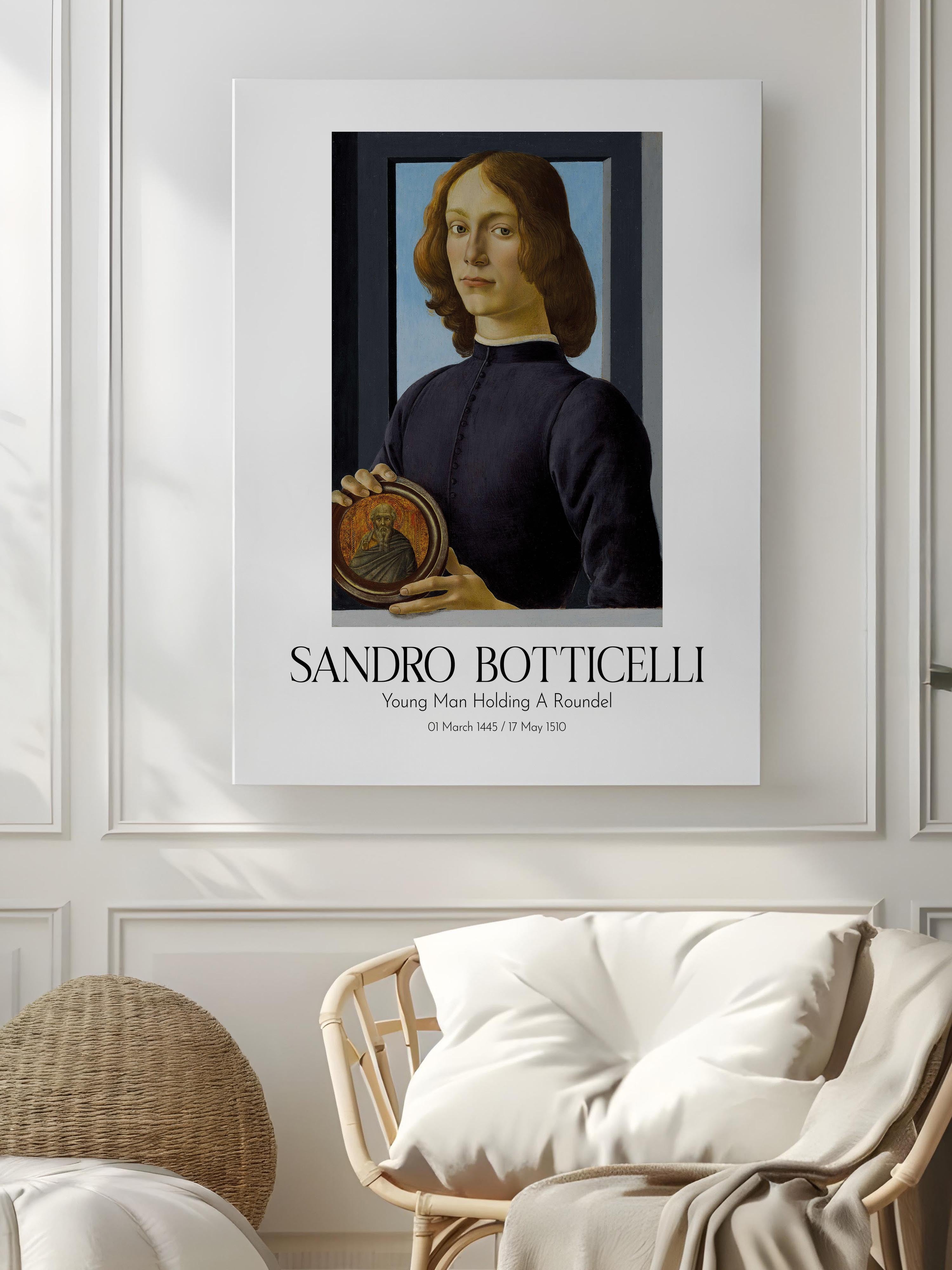 Sandro Botticelli - Young Man Holding A Roundel, Kanvas Tablo, Sanat Serisi NO:110762