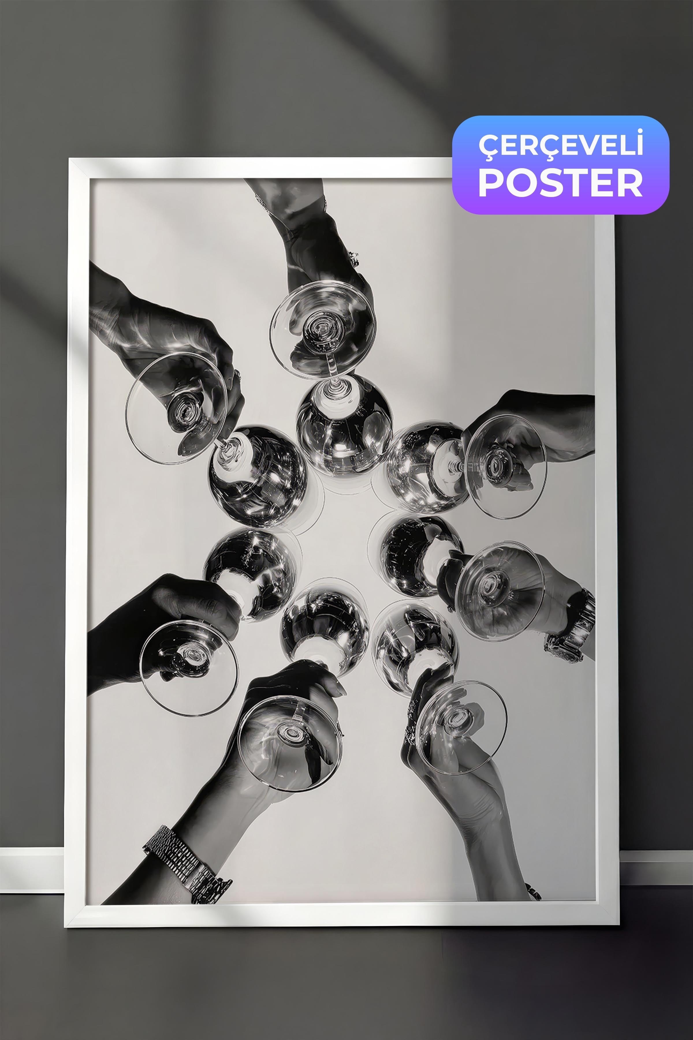 Şarap Kadehi Posteri, Beyaz Çerçeveli Poster, Old Money Serisi, NO:113241