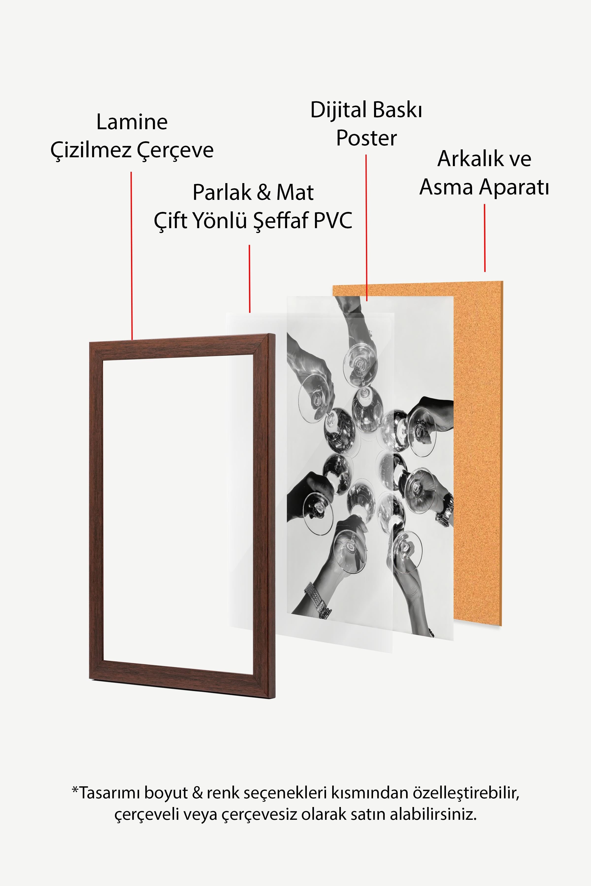 Şarap Kadehi Posteri, Kahverengi Çerçeveli Poster, Old Money Serisi, NO:113241