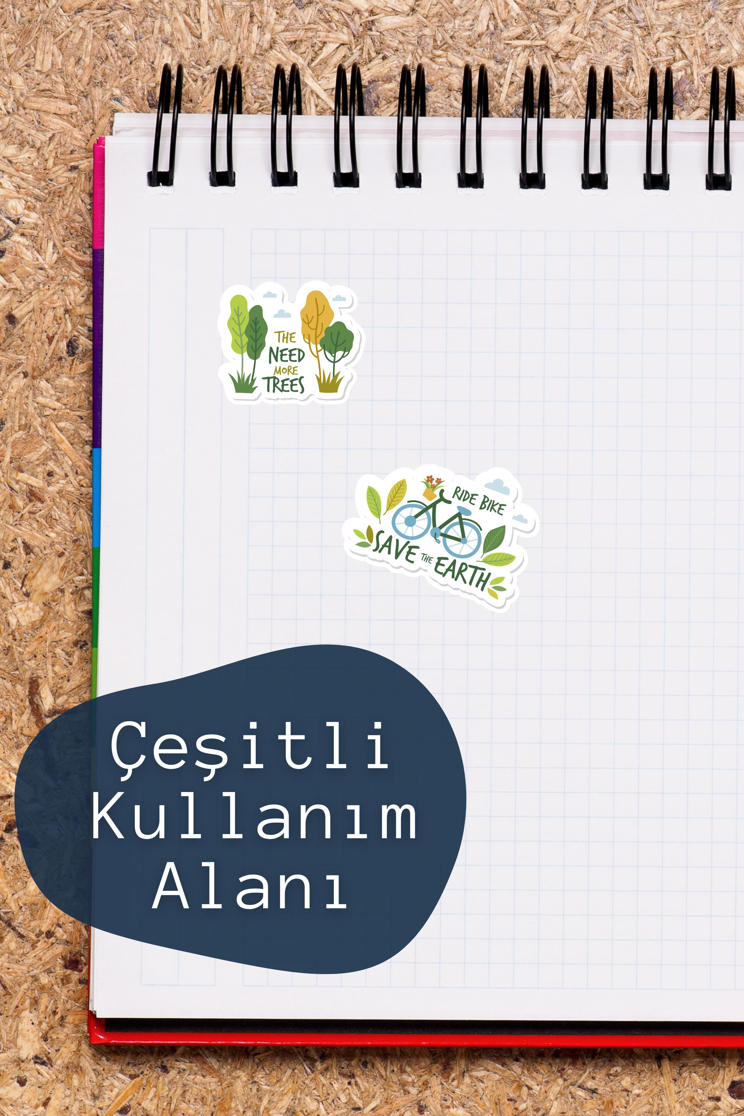 Save the Planet Temalı Sticker ve Etiket Seti - Orta Boy - Su Geçirmez, Kalın Yapışkanlı Sticker Set