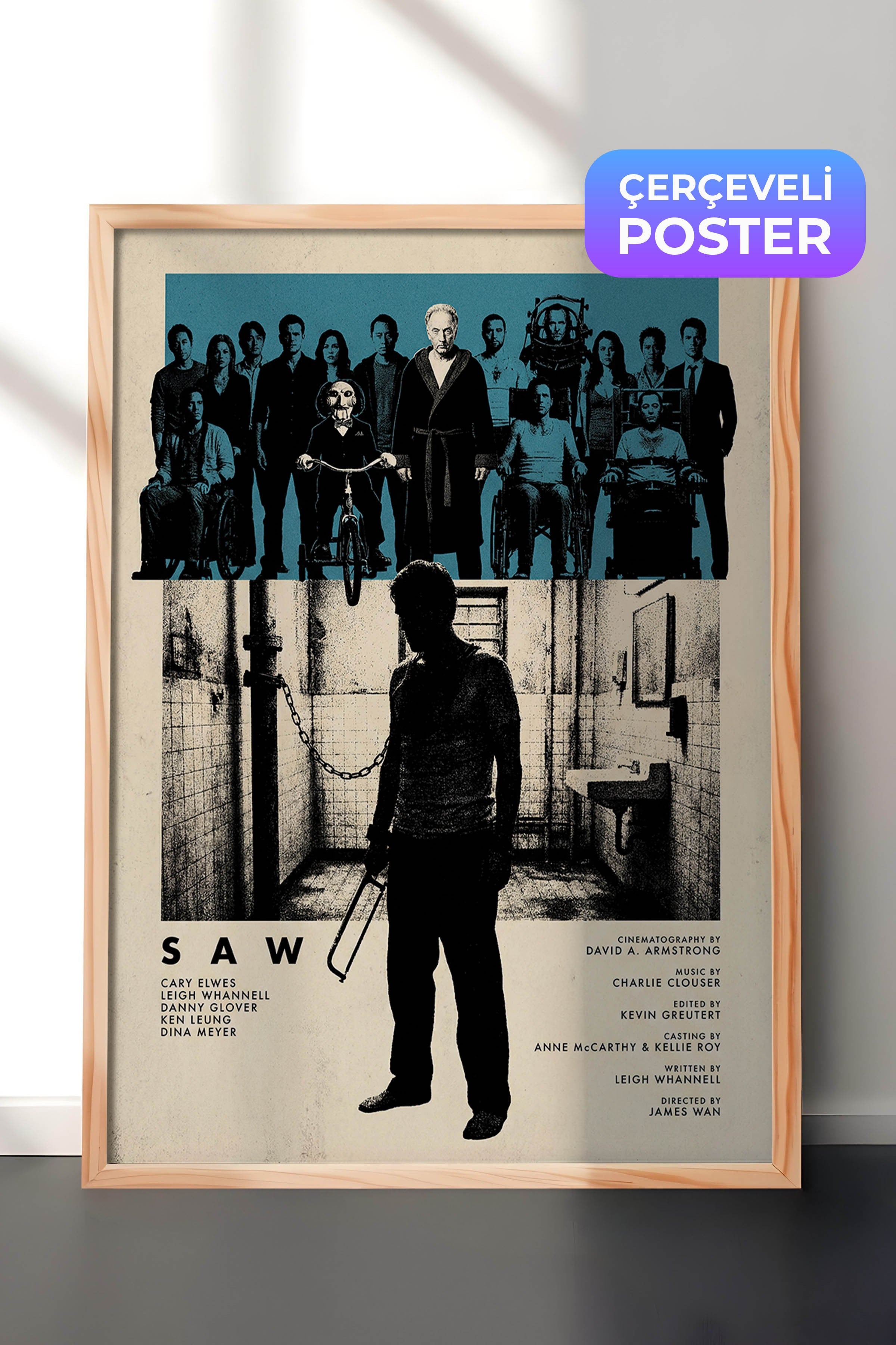 Saw Ahşap Çerçeveli Poster, Sinema ve Dizi Tablo, Film Dizi Afişleri NO:112824