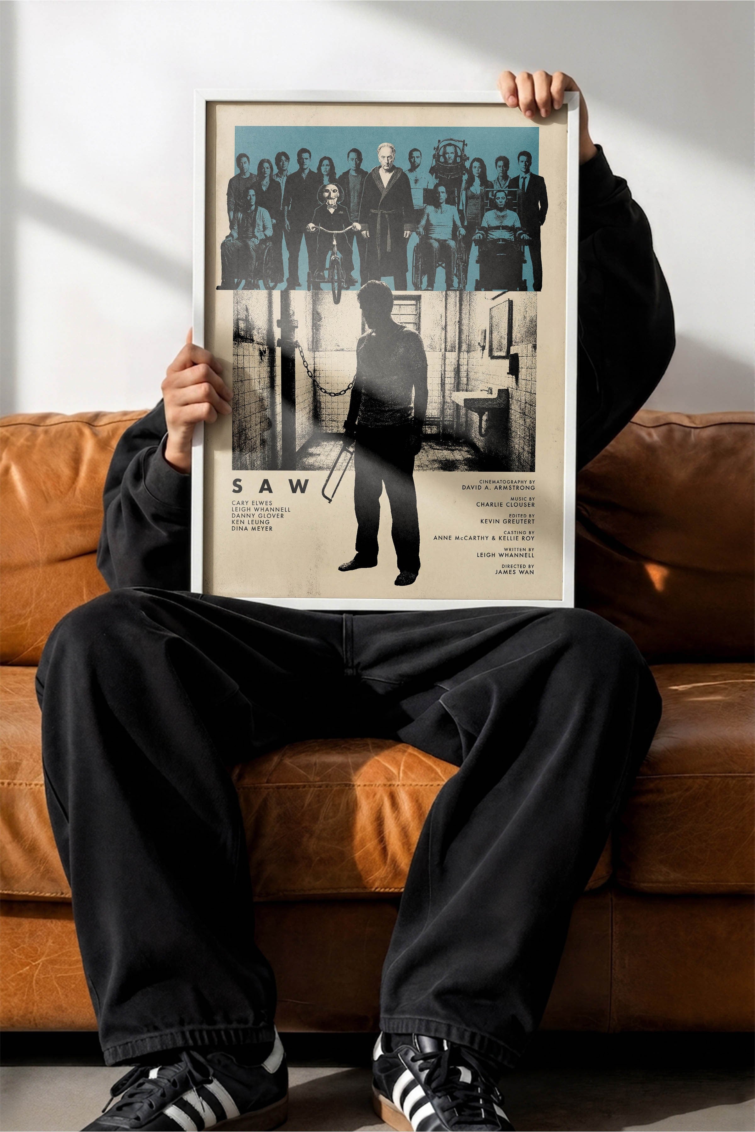 Saw Beyaz Çerçeveli Poster, Sinema ve Dizi Tablo, Film Dizi Afişleri NO:112824