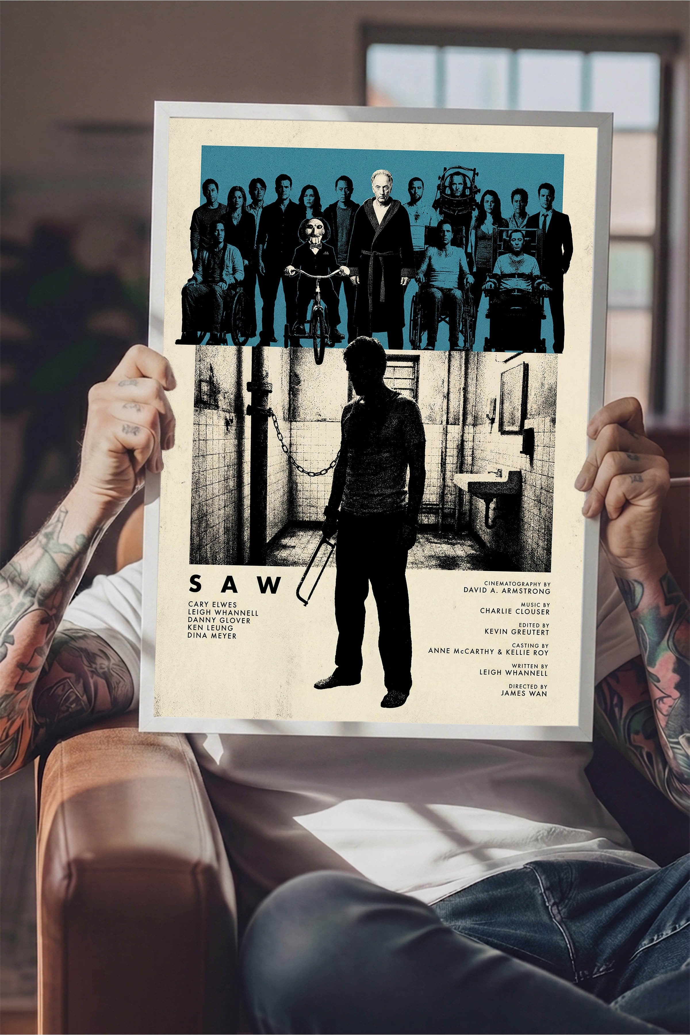 Saw Beyaz Çerçeveli Poster, Sinema ve Dizi Tablo, Film Dizi Afişleri NO:112824