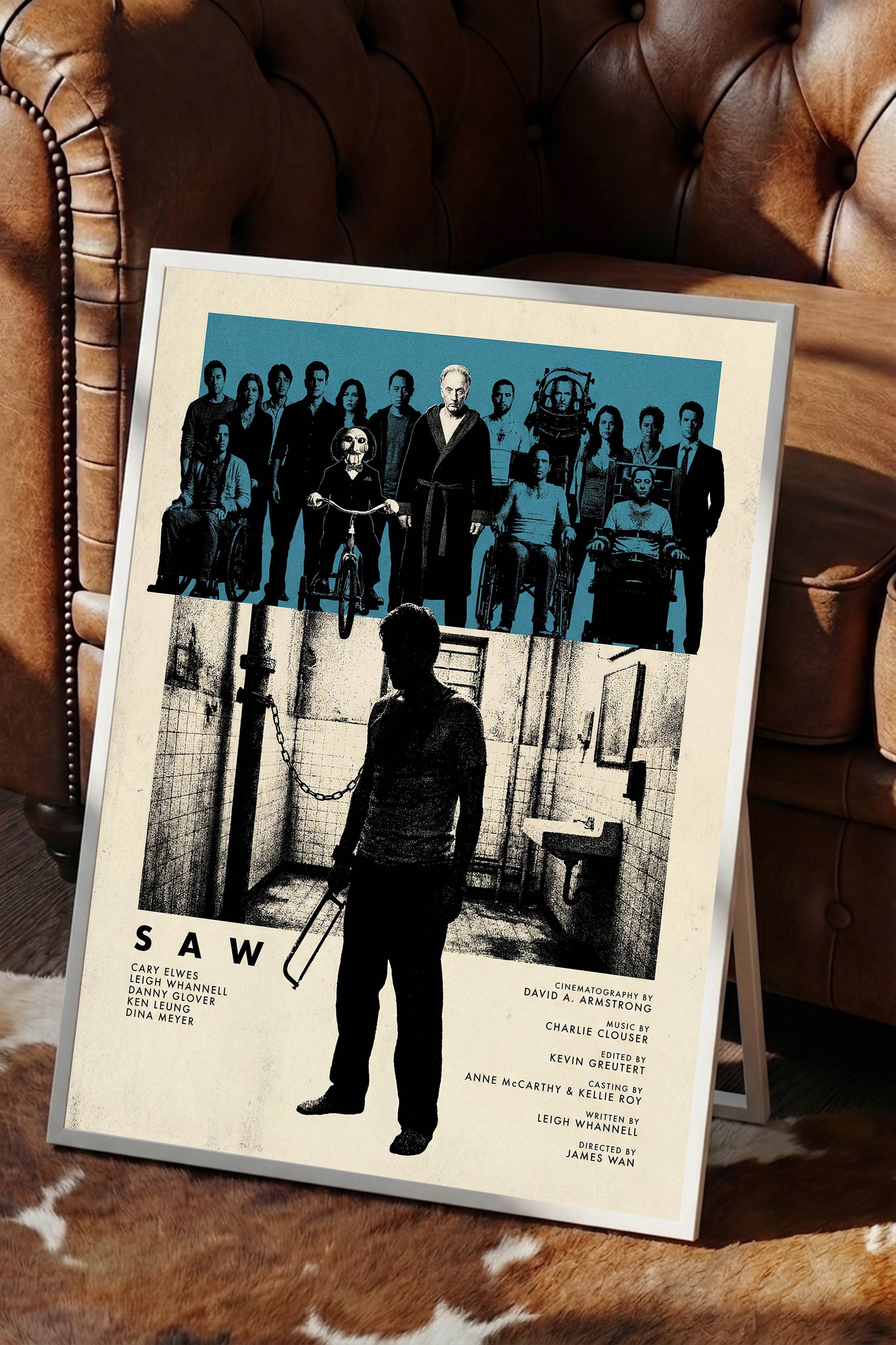 Saw Beyaz Çerçeveli Poster, Sinema ve Dizi Tablo, Film Dizi Afişleri NO:112824