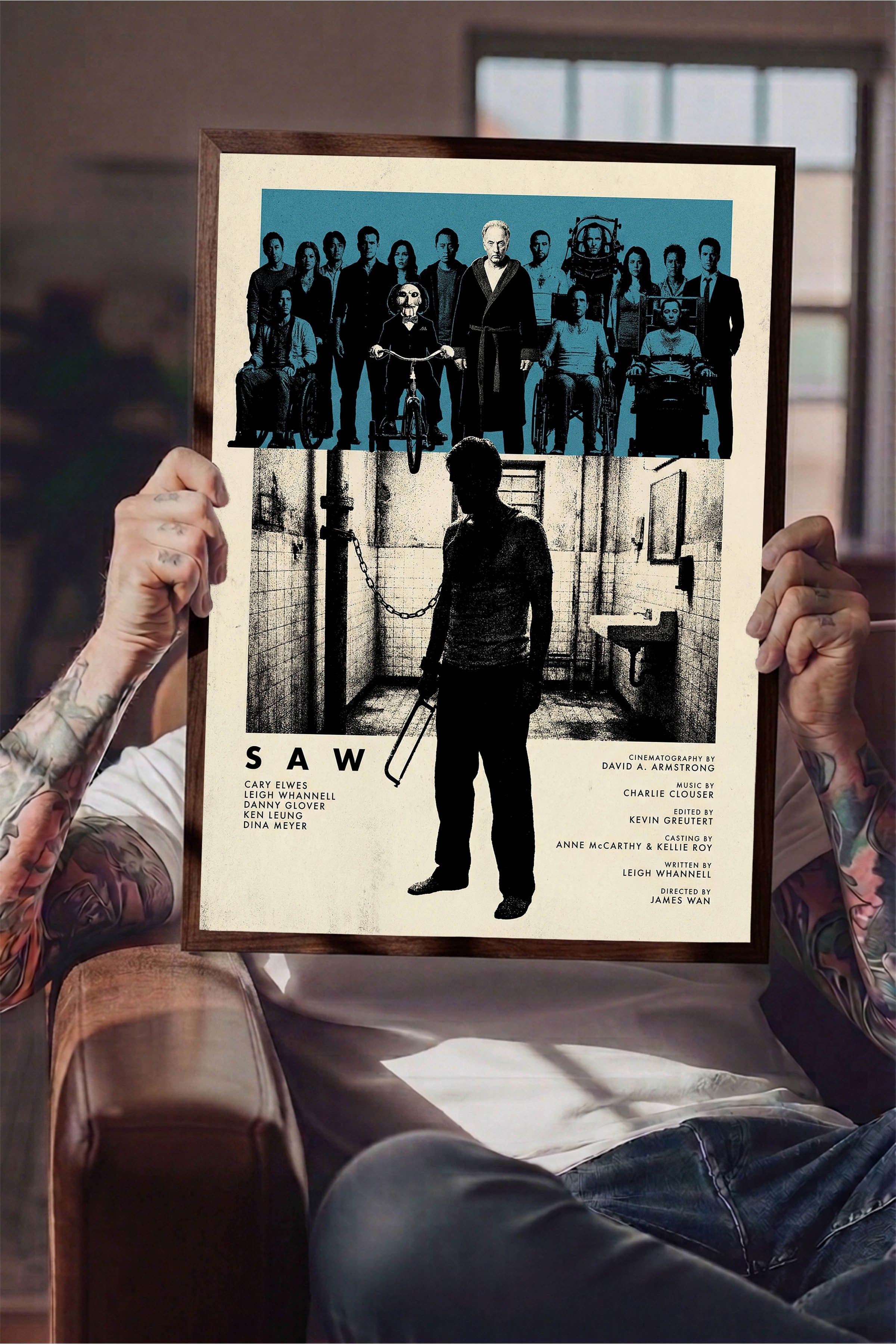 Saw Kahverengi Çerçeveli Poster, Sinema ve Dizi Tablo, Film Dizi Afişleri NO:112824