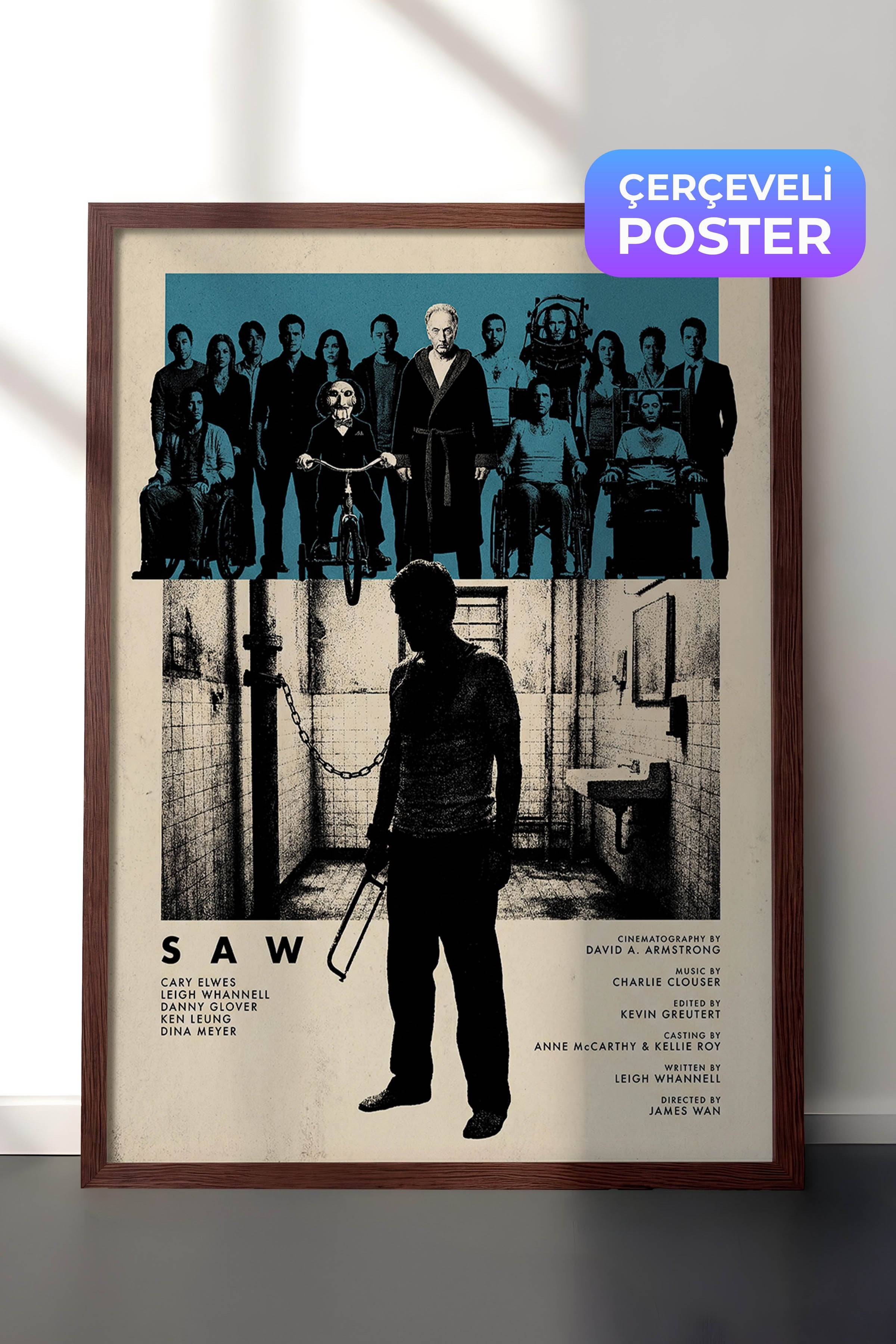 Saw Kahverengi Çerçeveli Poster, Sinema ve Dizi Tablo, Film Dizi Afişleri NO:112824