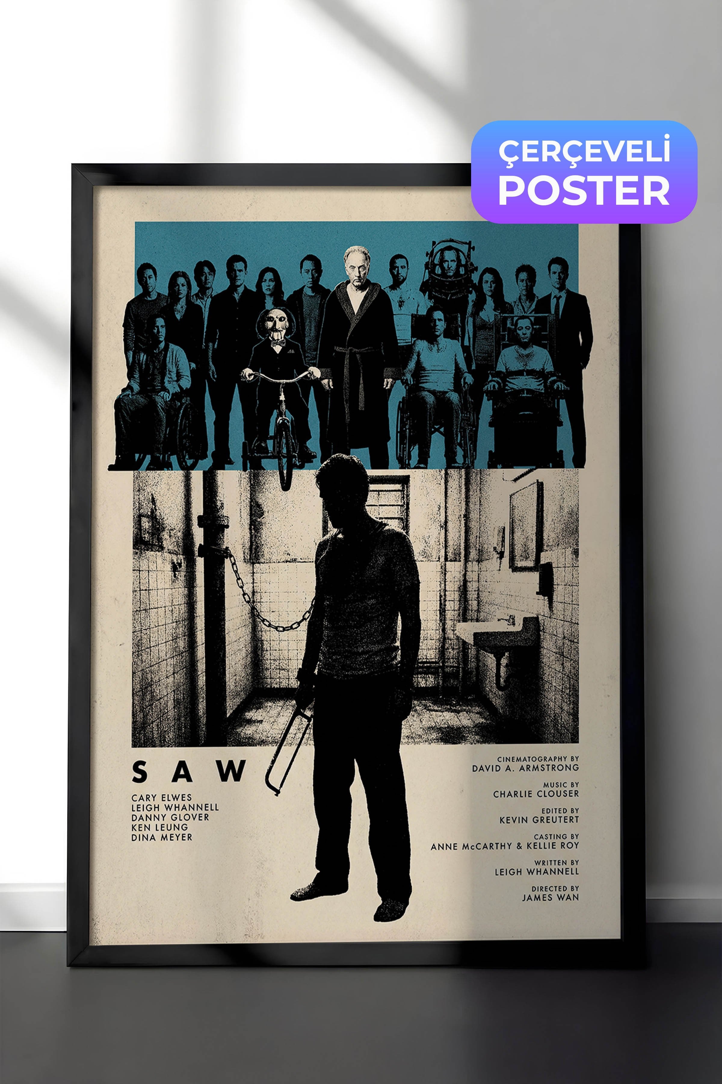Saw Siyah Çerçeveli Poster, Sinema ve Dizi Tablo, Film Dizi Afişleri NO:112824