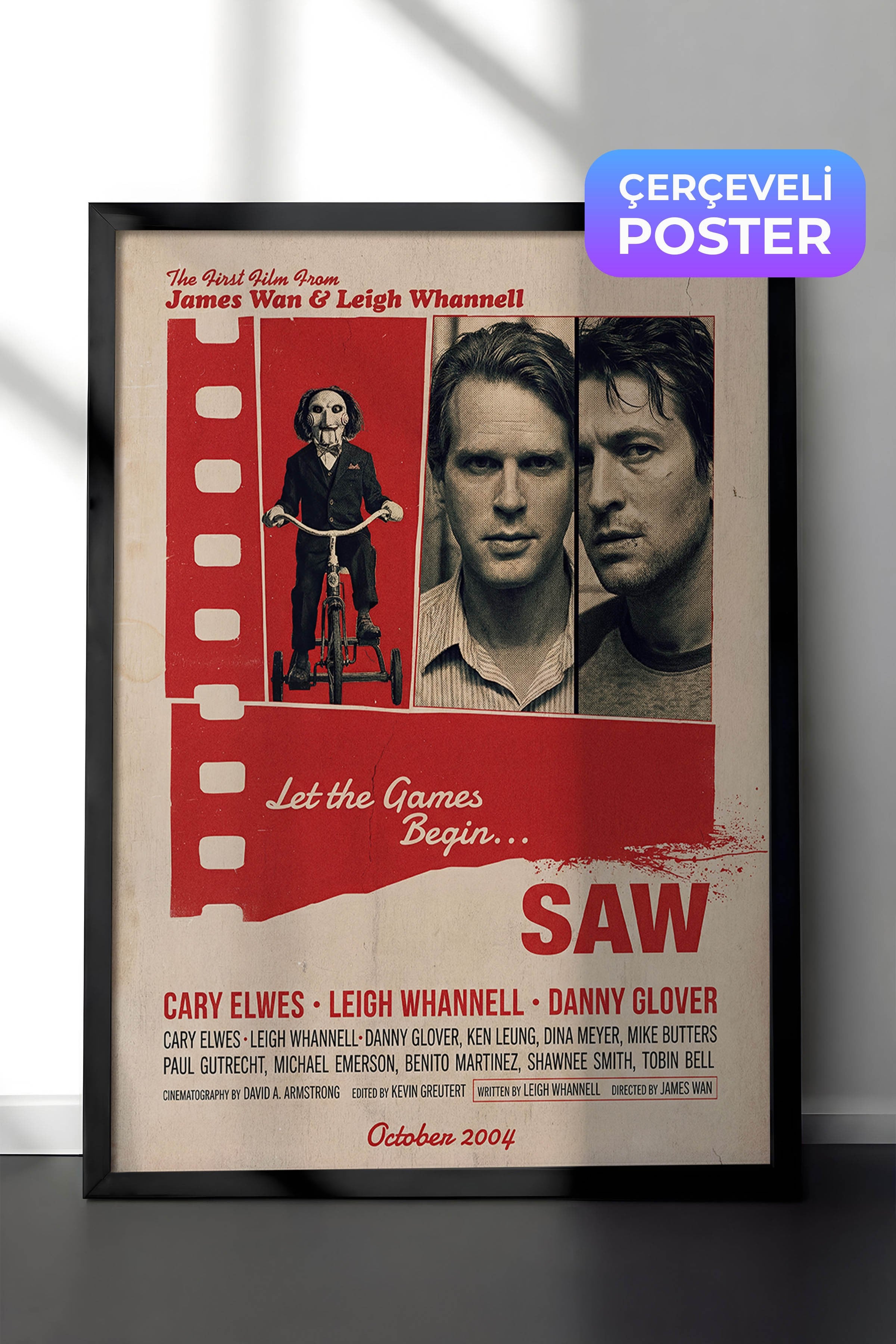 Saw Siyah Çerçeveli Poster, Sinema ve Dizi Tablo, Film Dizi Afişleri NO:112913