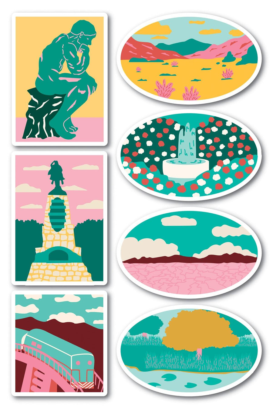 Seyahat Temalı Sticker Seti - 7 Adet Etiket Seti- Telefon, Tablet, Defter Laptop Uyumlu Etiket