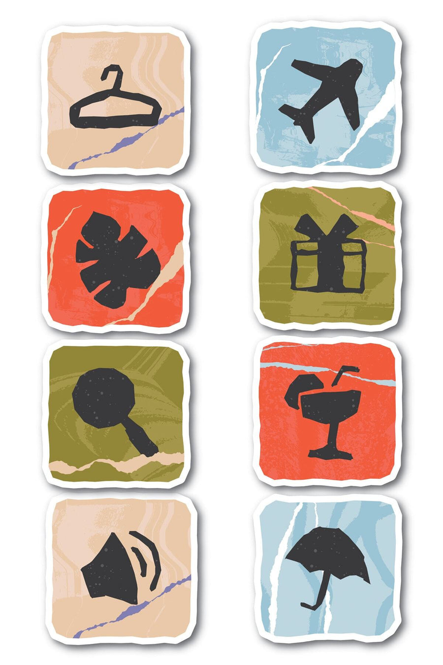 Seyahat Temalı Sticker Seti - 8 Adet Etiket Seti- Telefon, Tablet, Defter Laptop Uyumlu Etiket