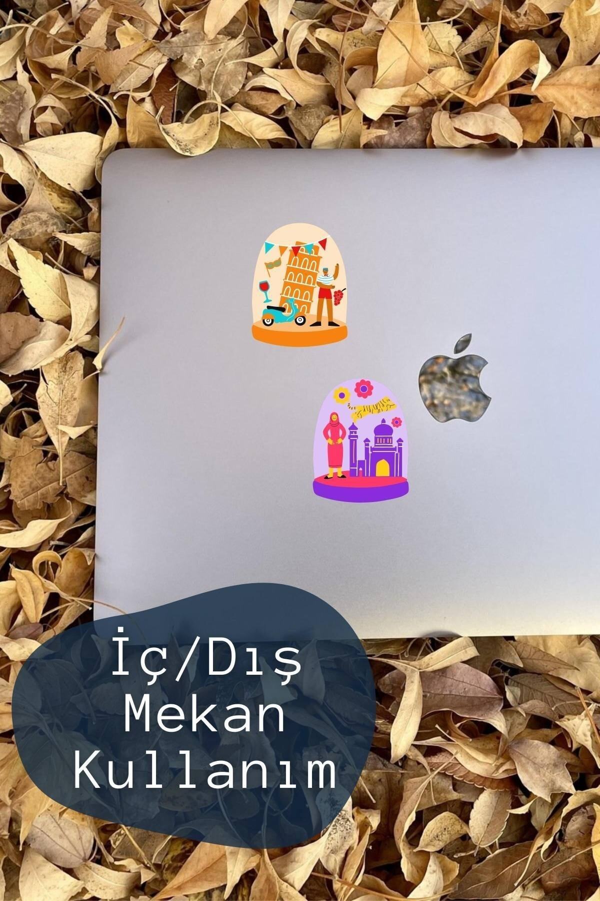 Seyahat Temalı Sticker Seti - 9 Adet Etiket Seti- Telefon, Tablet, Defter Laptop Uyumlu Etiket
