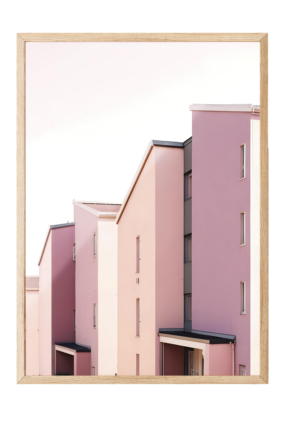 Pembe Binalar Poster – Ahşap Çerçeveli Tablo