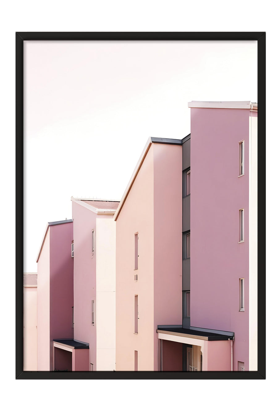Pembe Binalar Poster – Siyah Çerçeveli Tablo