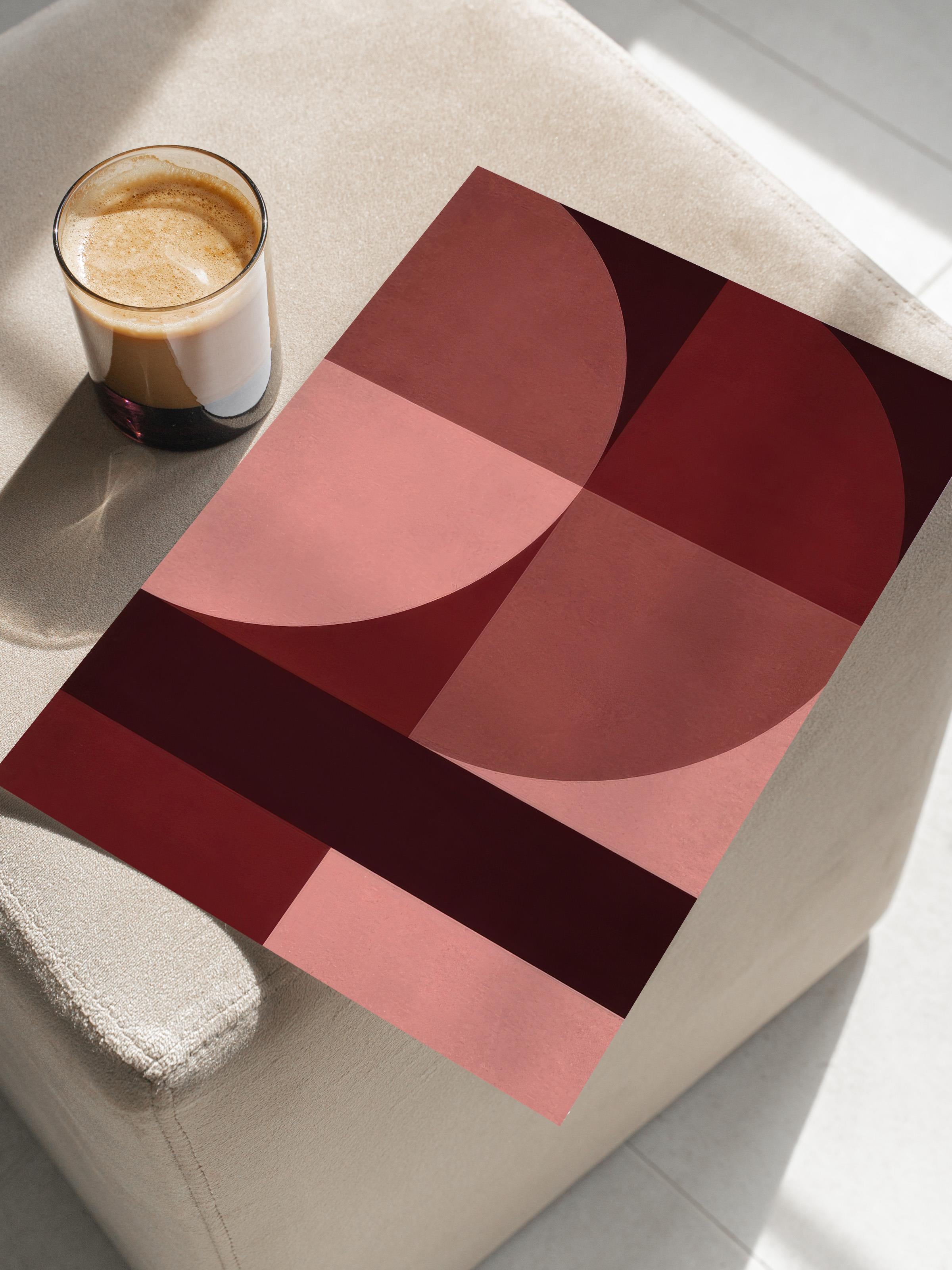 Shapes of Red Poster, Çerçevesiz Duvar Posteri, Yatay Duvar Tablosu Comfort Serisi NO:108569
