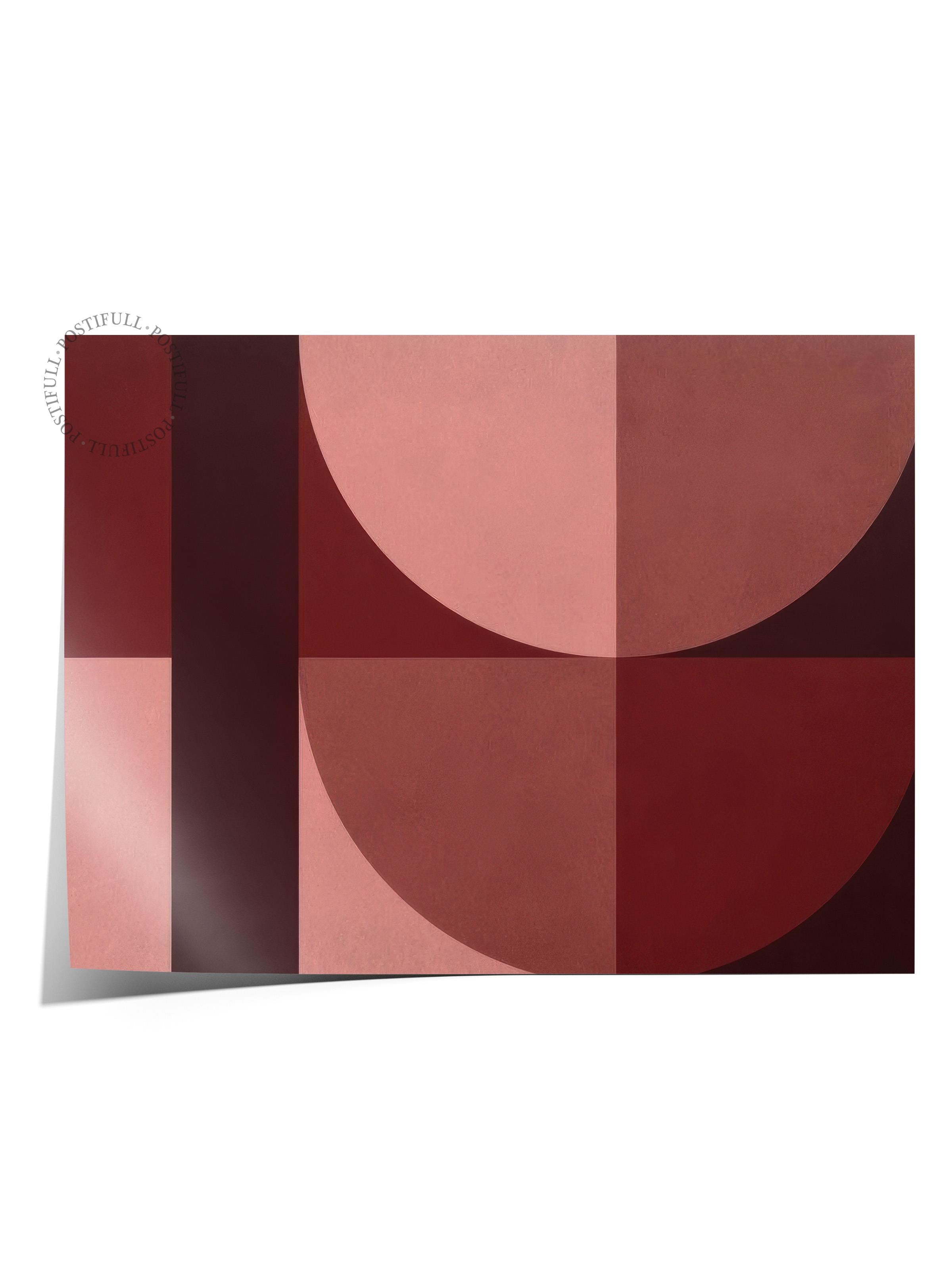 Shapes of Red Poster, Çerçevesiz Duvar Posteri, Yatay Duvar Tablosu Comfort Serisi NO:108569
