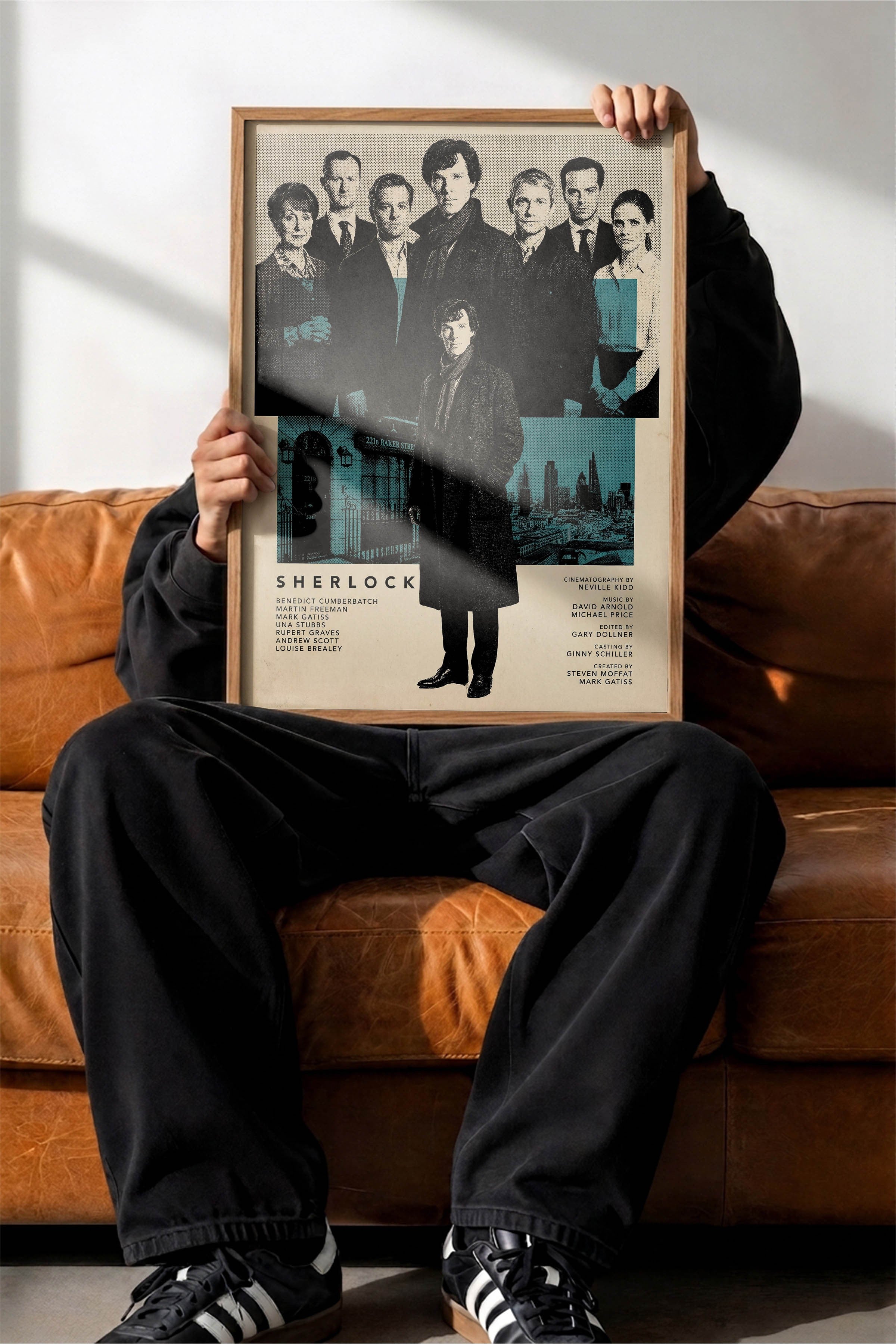 Sherlock Ahşap Çerçeveli Poster, Sinema ve Dizi Tablo, Film Dizi Afişleri NO:112783