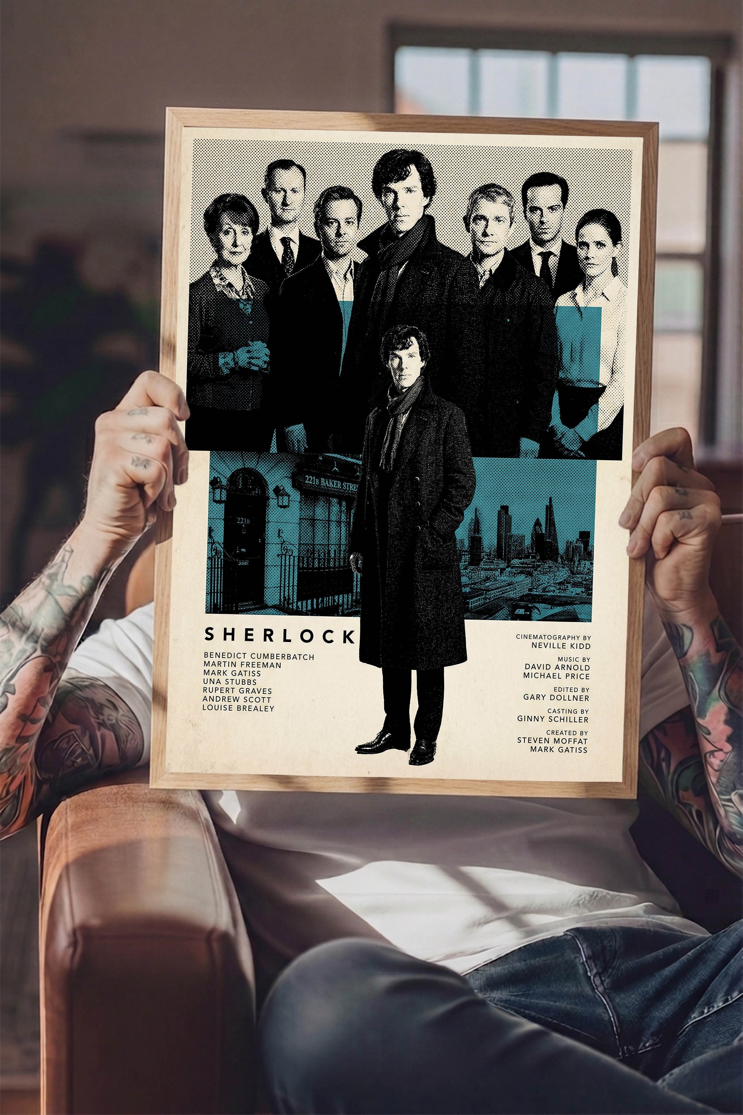 Sherlock Ahşap Çerçeveli Poster, Sinema ve Dizi Tablo, Film Dizi Afişleri NO:112783