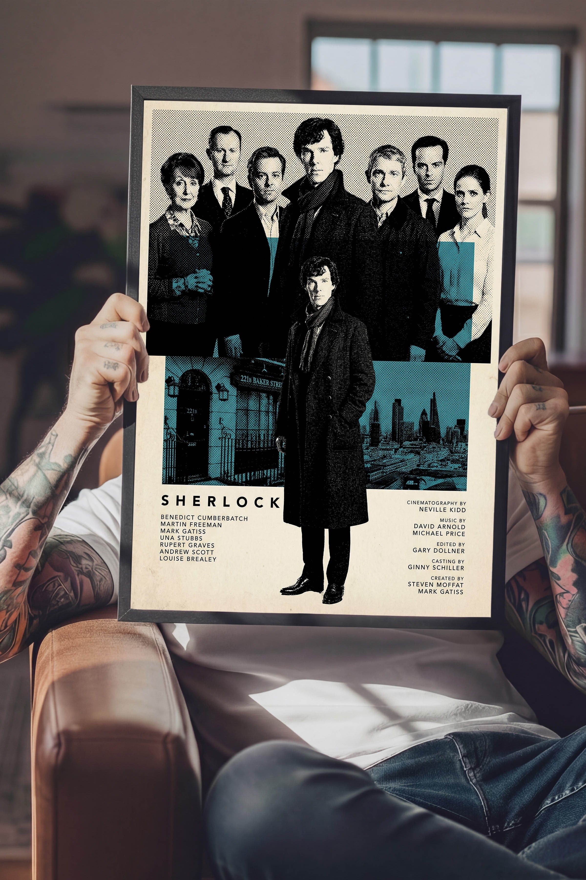 Sherlock Siyah Çerçeveli Poster, Sinema ve Dizi Tablo, Film Dizi Afişleri NO:112783