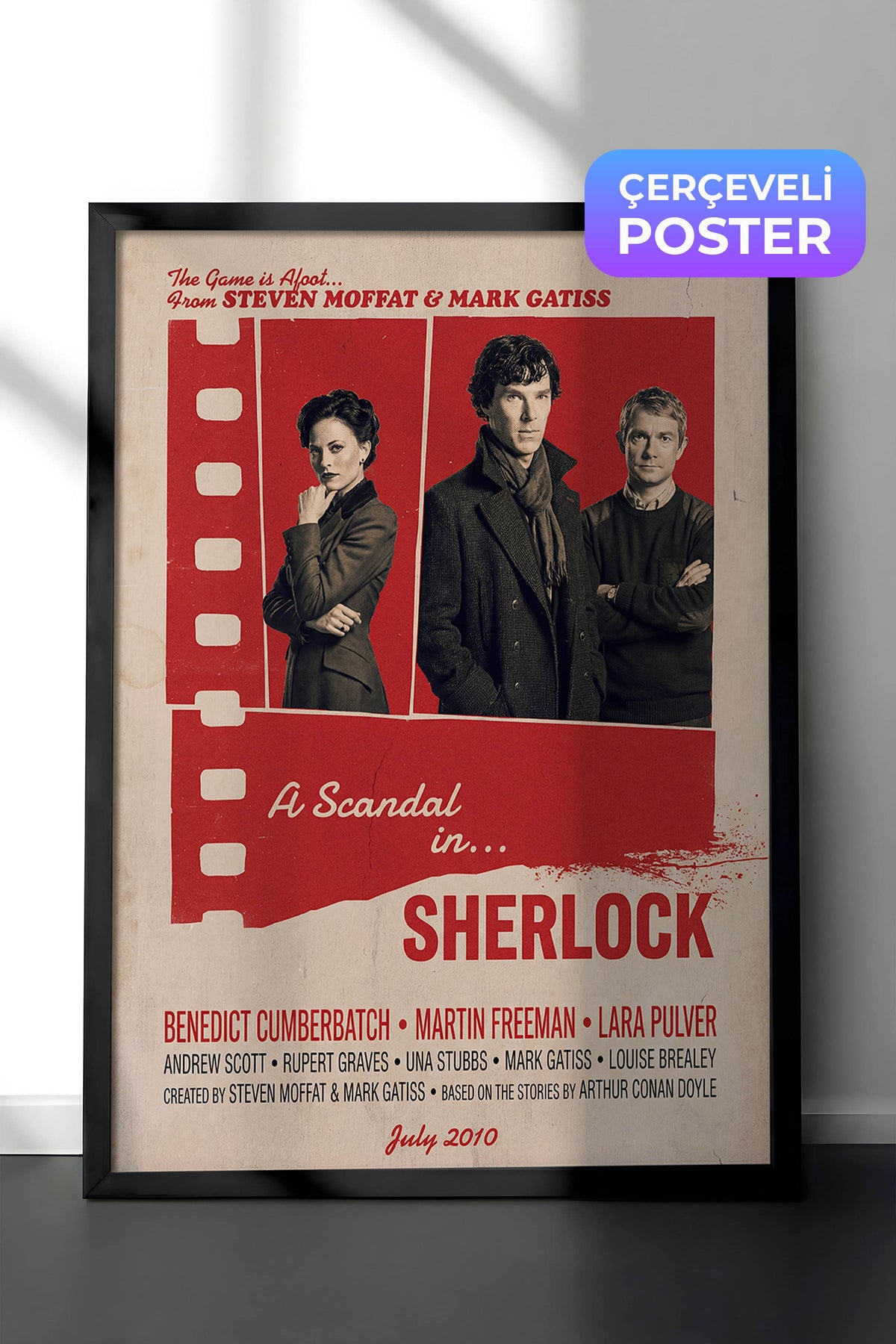 Sherlock Siyah Çerçeveli Poster, Sinema ve Dizi Tablo, Film Dizi Afişleri NO:112860