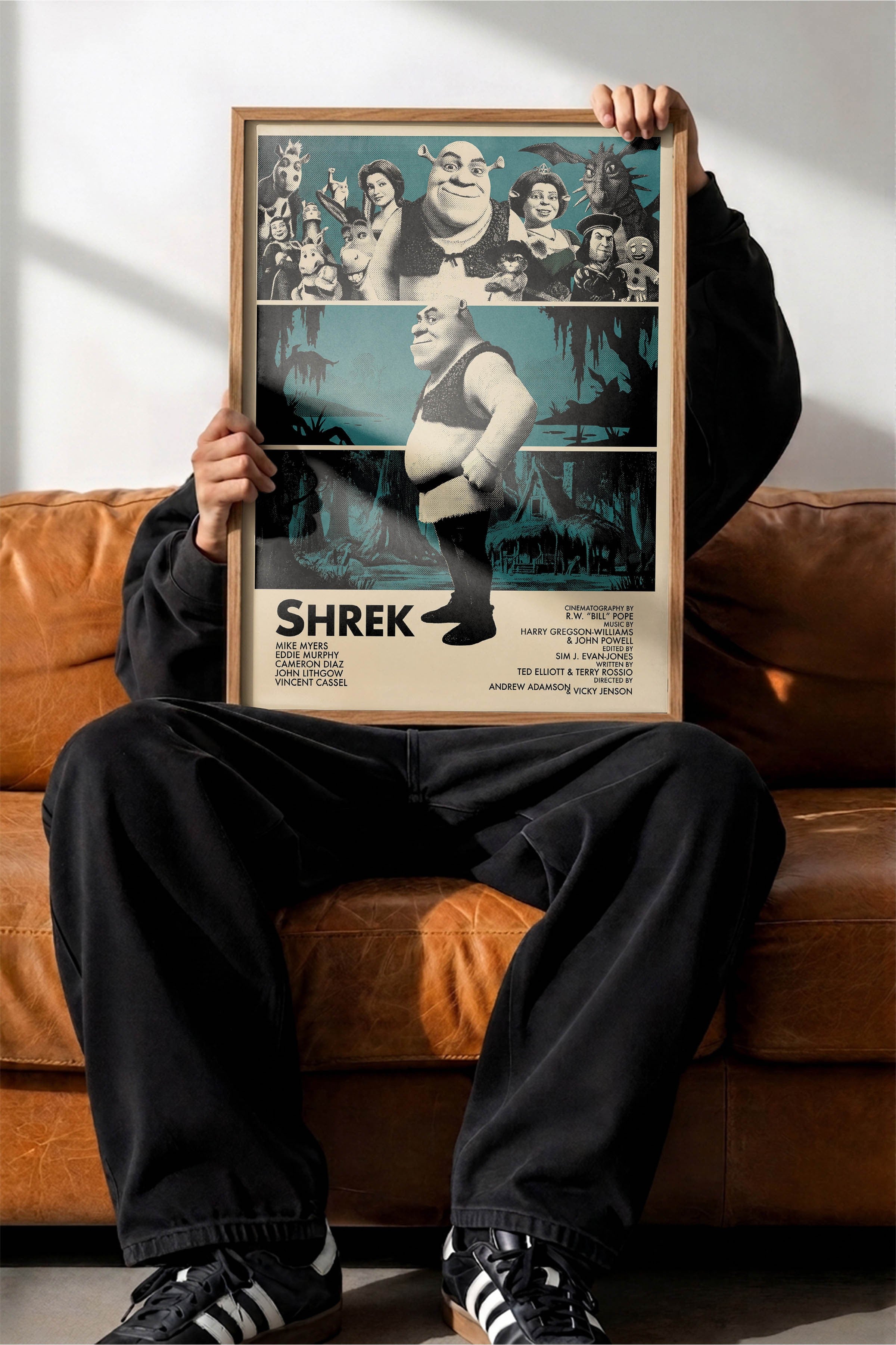 Shrek Ahşap Çerçeveli Poster, Sinema ve Dizi Tablo, Film Dizi Afişleri NO:112819