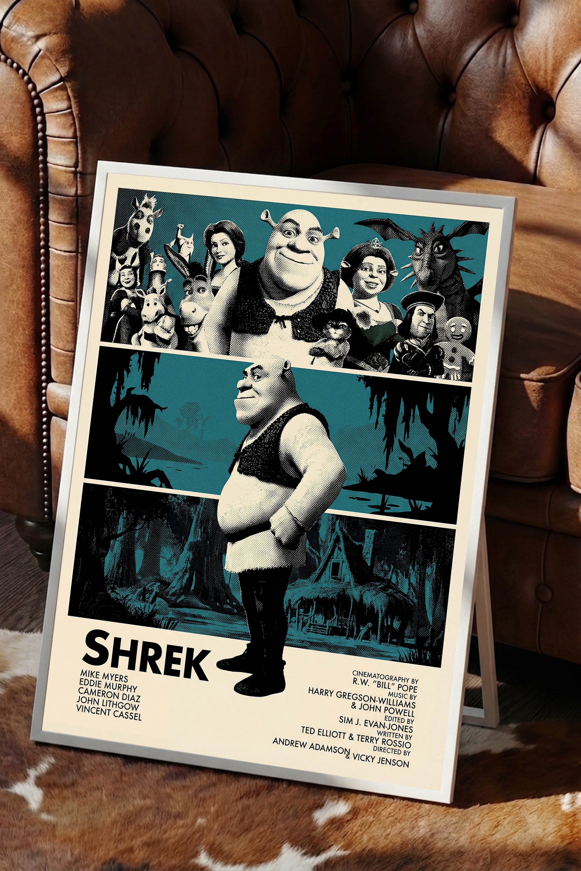 Shrek Beyaz Çerçeveli Poster, Sinema ve Dizi Tablo, Film Dizi Afişleri NO:112819