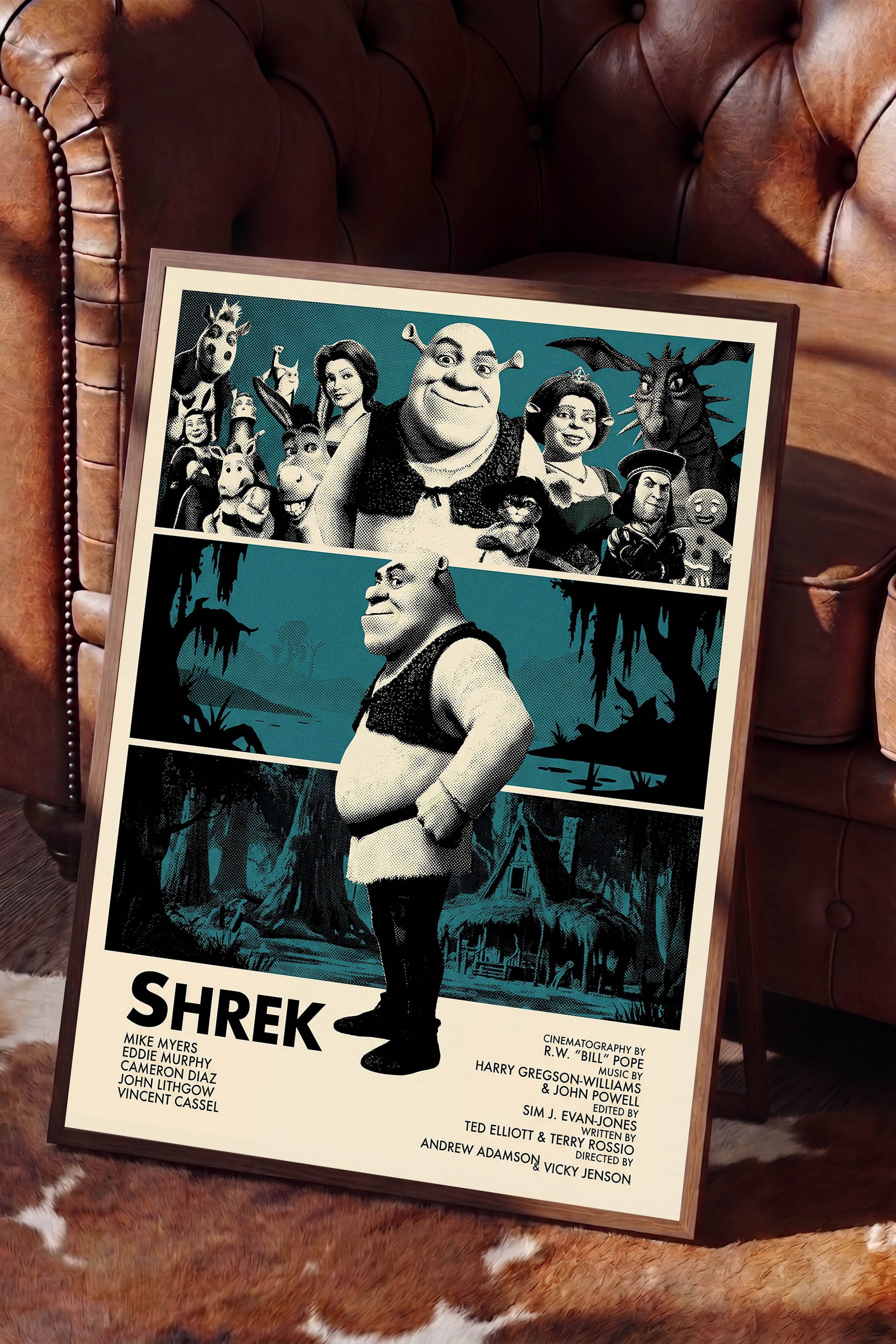 Shrek Kahverengi Çerçeveli Poster, Sinema ve Dizi Tablo, Film Dizi Afişleri NO:112819