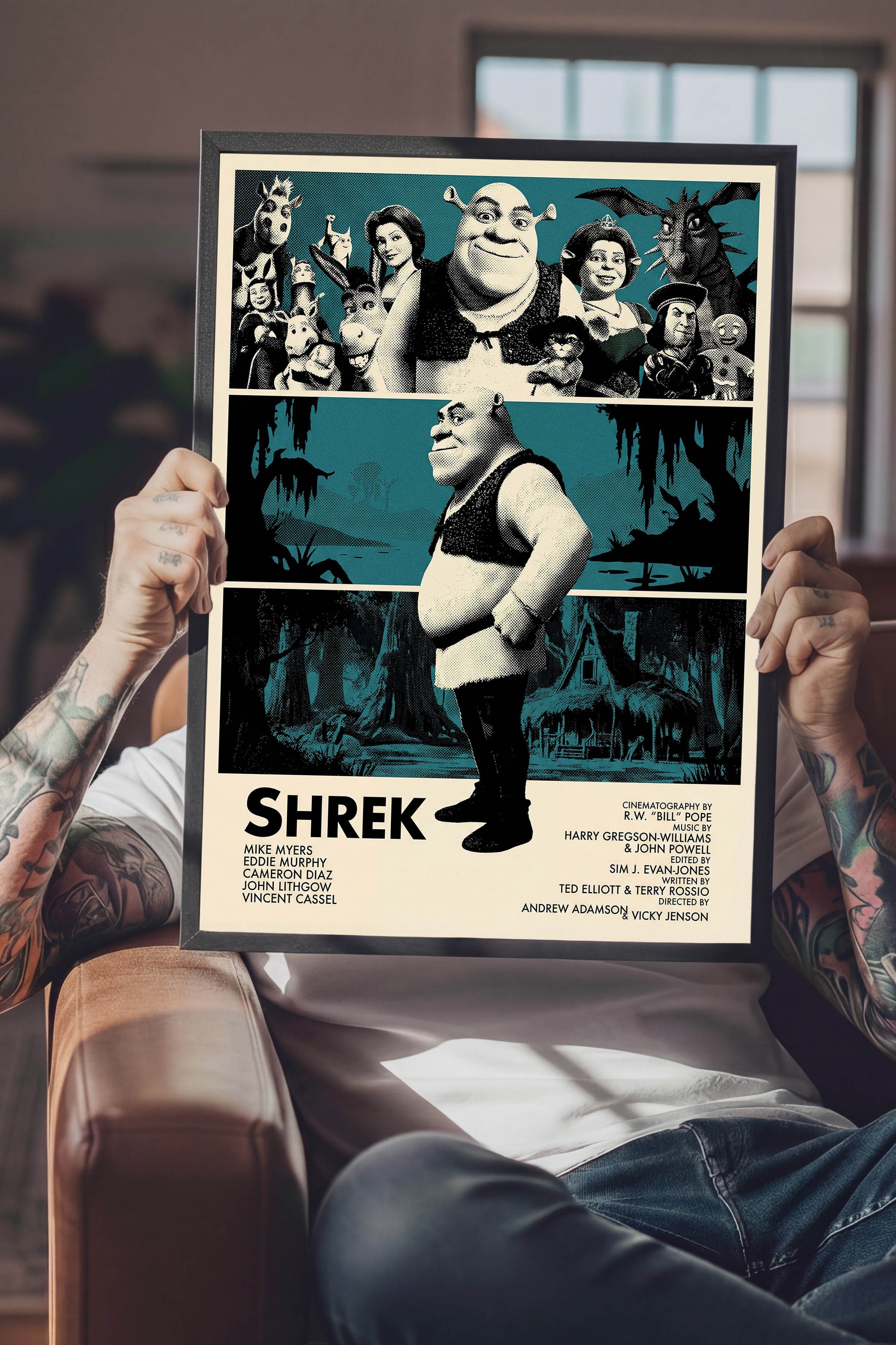 Shrek Siyah Çerçeveli Poster, Sinema ve Dizi Tablo, Film Dizi Afişleri NO:112819