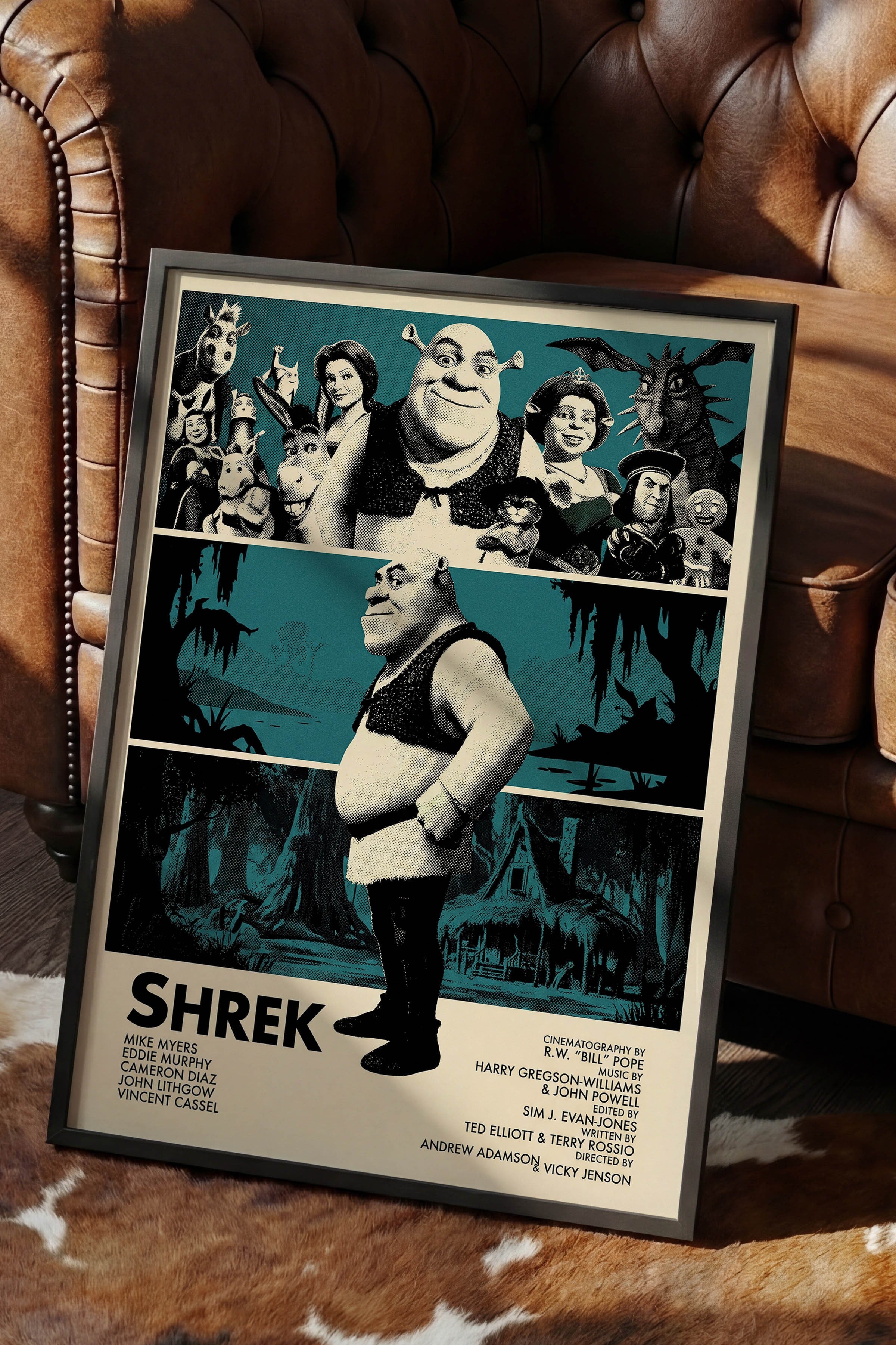 Shrek Siyah Çerçeveli Poster, Sinema ve Dizi Tablo, Film Dizi Afişleri NO:112819