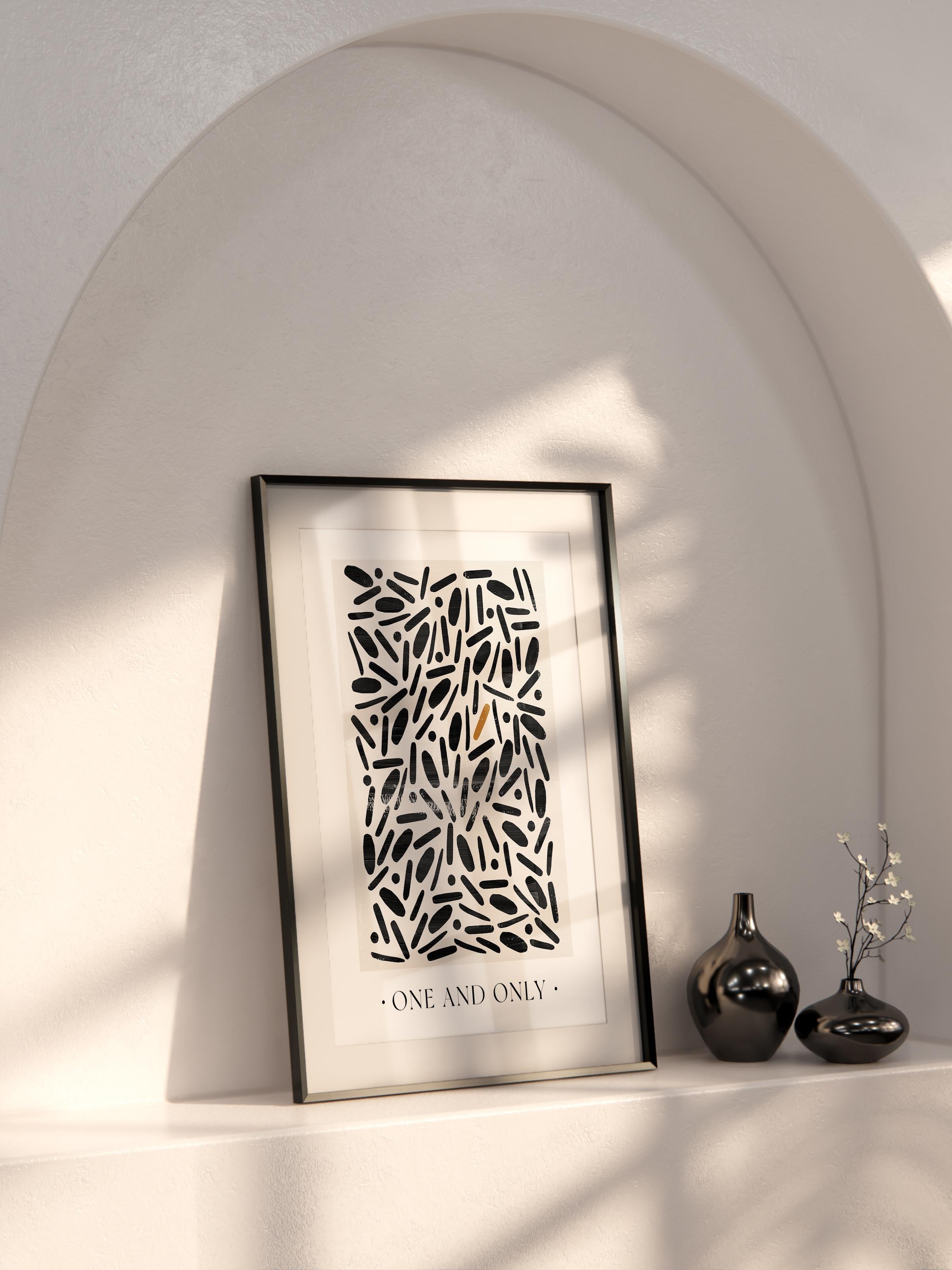 Siyah Beyaz Boho Duvar Dekoru, Çerçevesiz Poster, Çerçevesiz Duvar Tablosu - Fine Art Kağıt