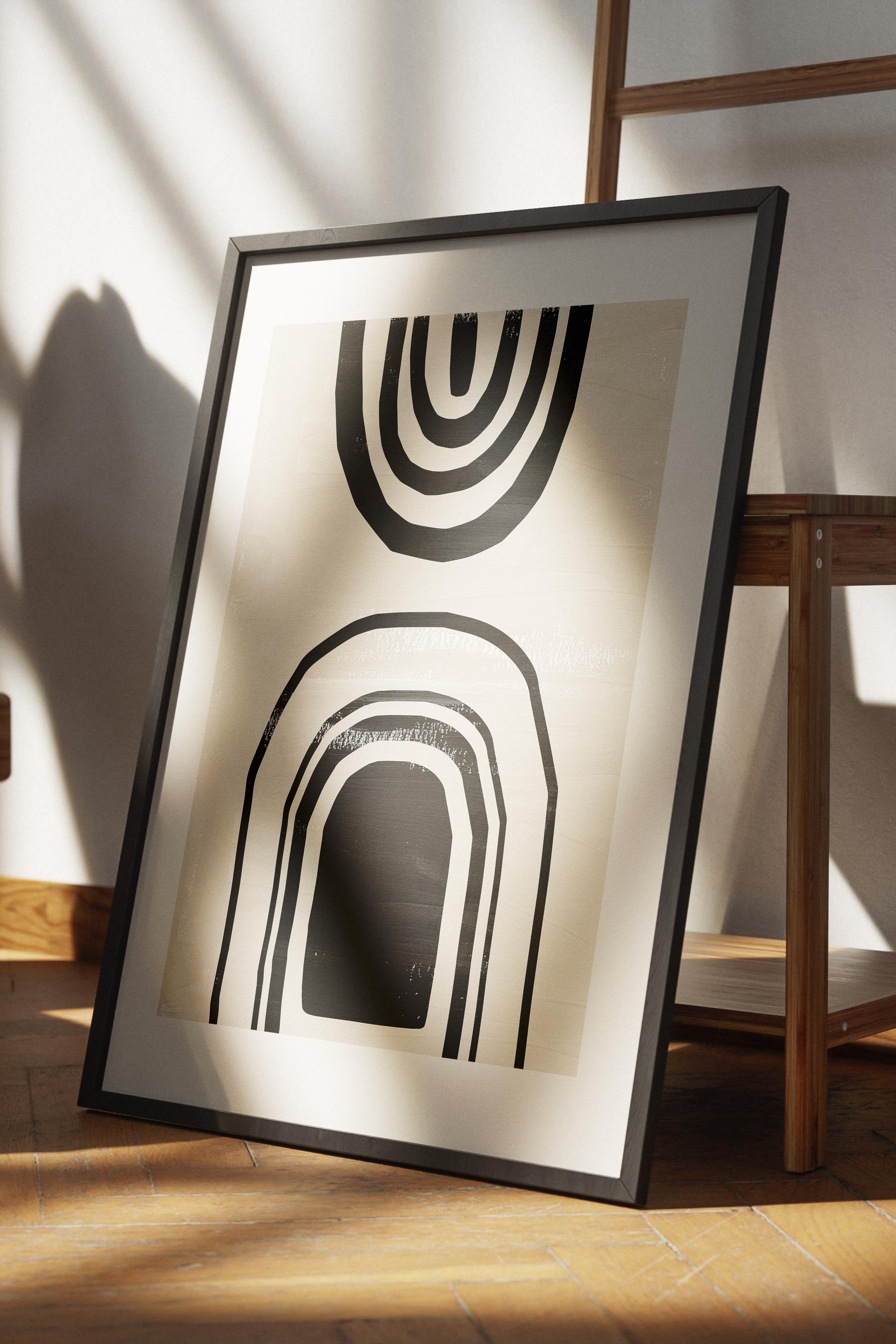 Siyah Beyaz Boho Duvar Dekoru, Çerçevesiz Poster, Çerçevesiz Duvar Tablosu - Fine Art Kağıt