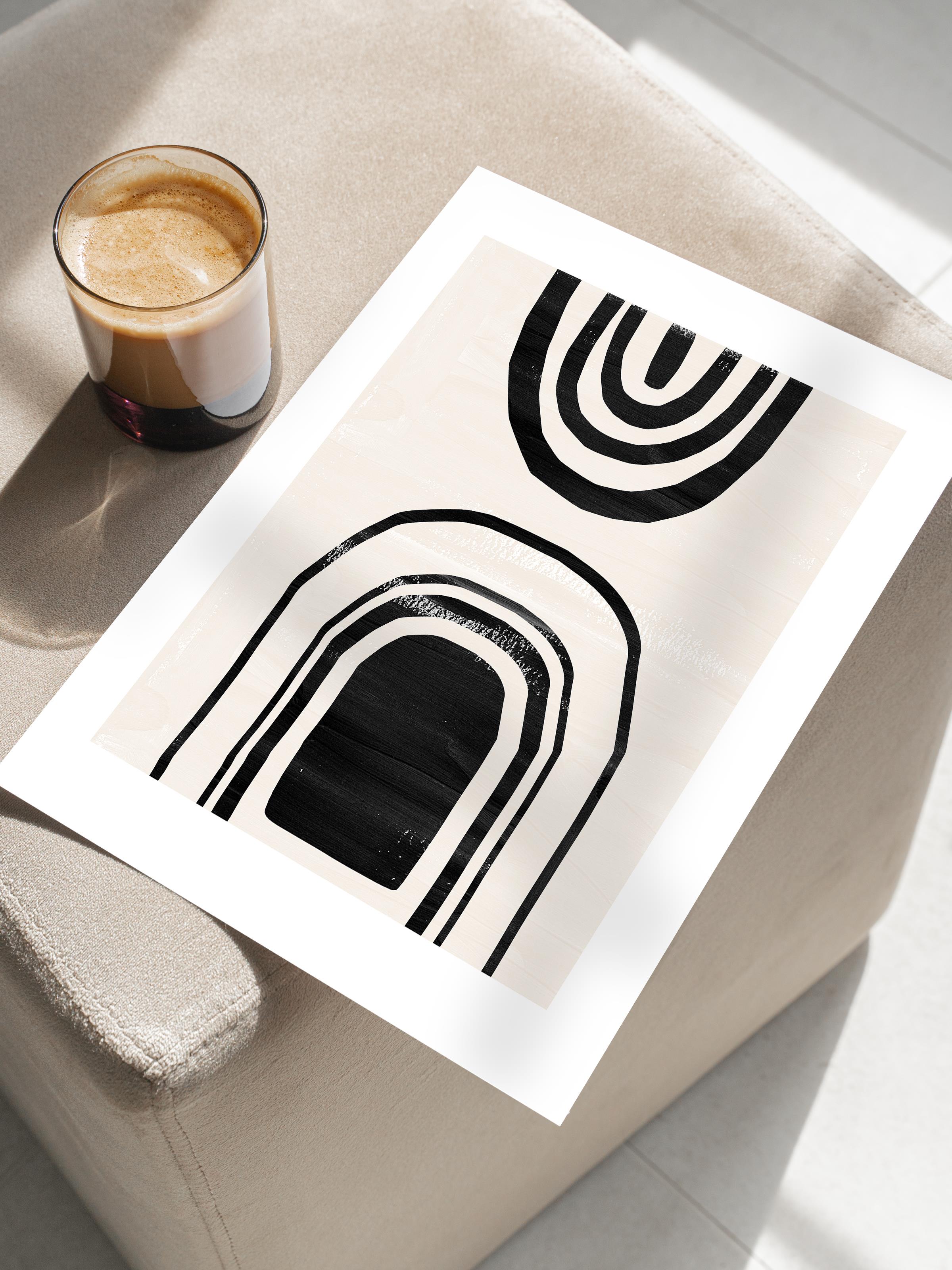 Siyah Beyaz Boho Duvar Dekoru, Çerçevesiz Poster, Çerçevesiz Duvar Tablosu - Fine Art Kağıt