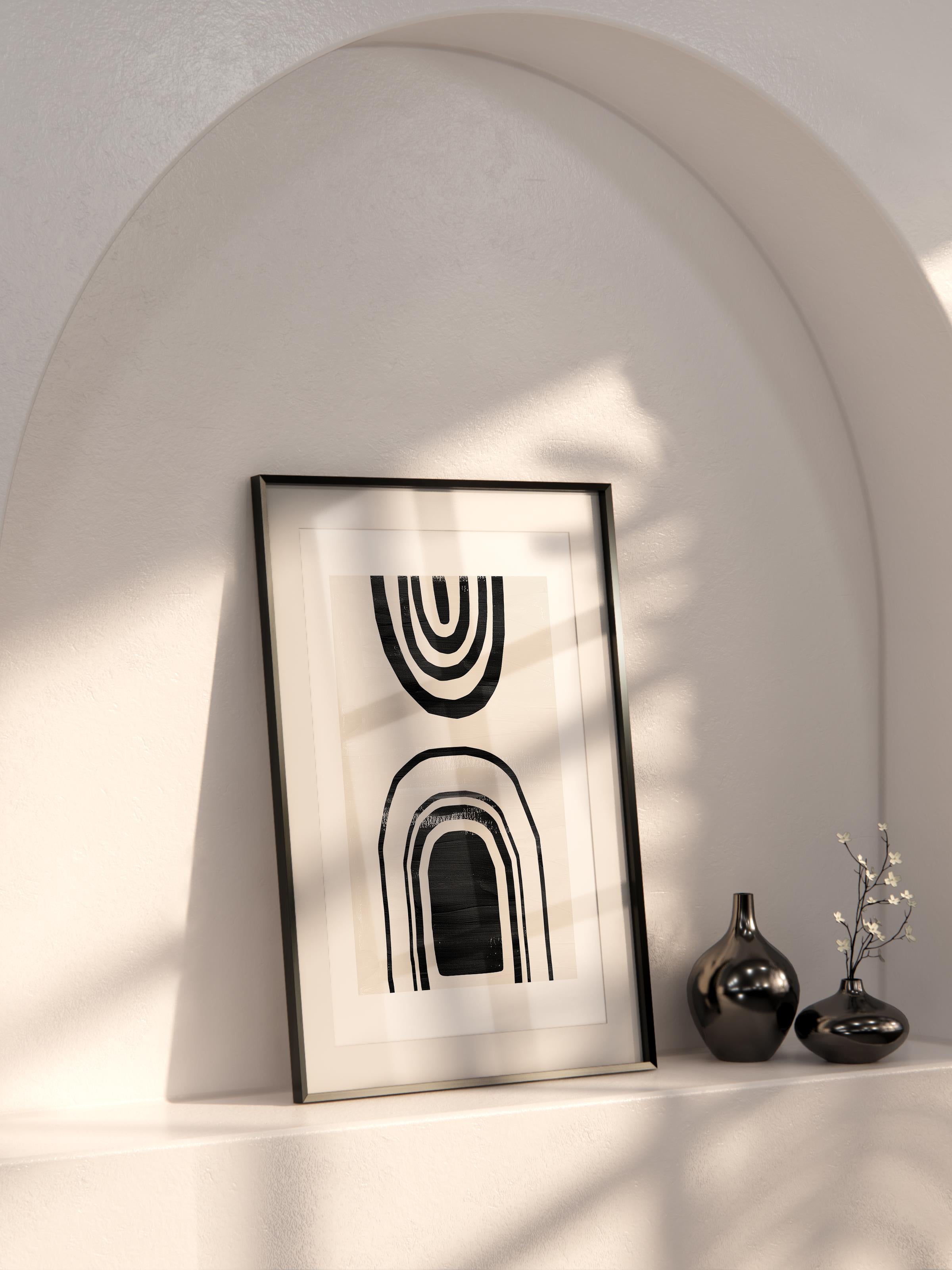 Siyah Beyaz Boho Duvar Dekoru, Çerçevesiz Poster, Çerçevesiz Duvar Tablosu - Fine Art Kağıt