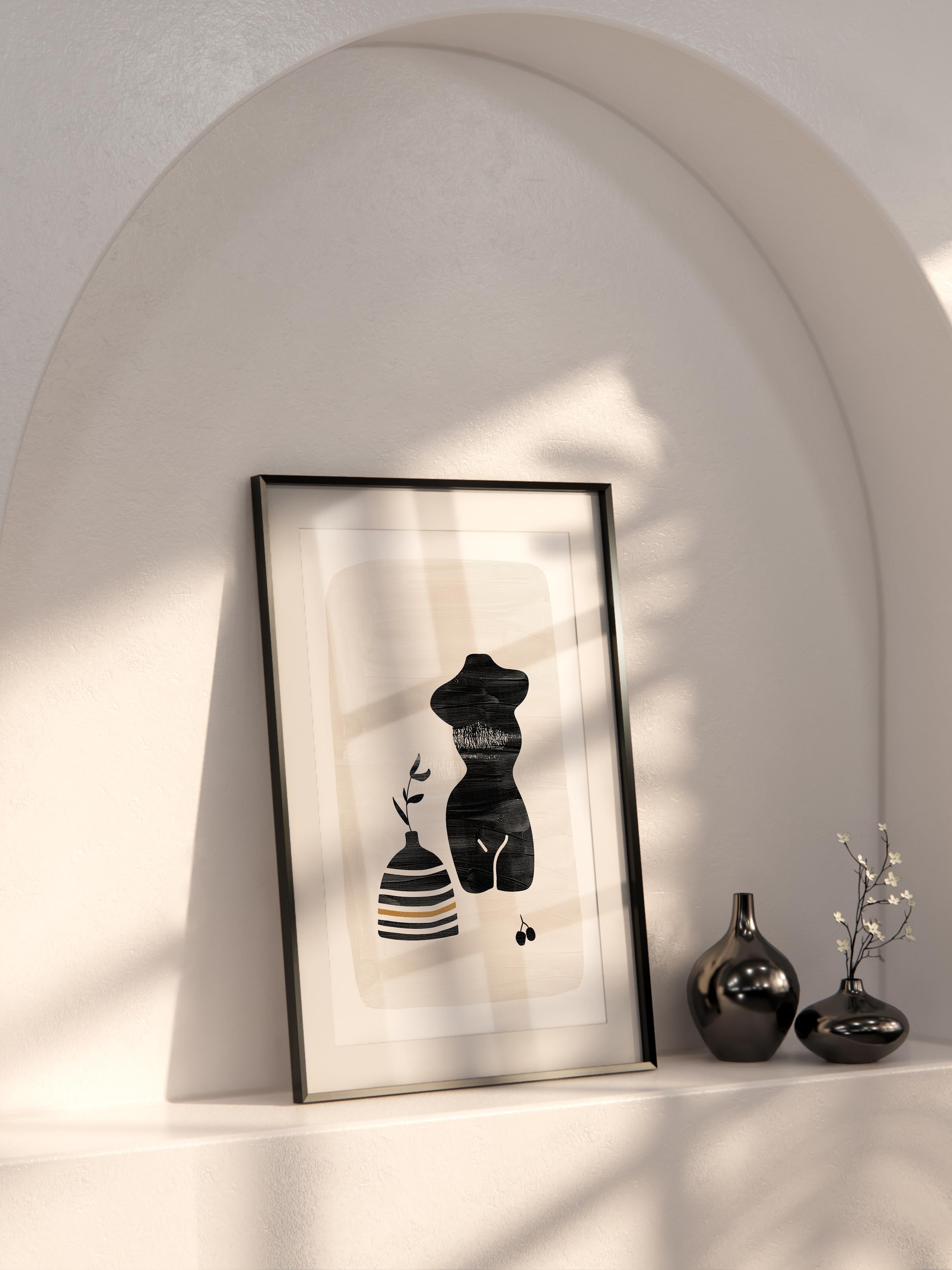 Siyah Beyaz Boho Duvar Dekoru, Çerçevesiz Poster, Çerçevesiz Duvar Tablosu - Fine Art Kağıt