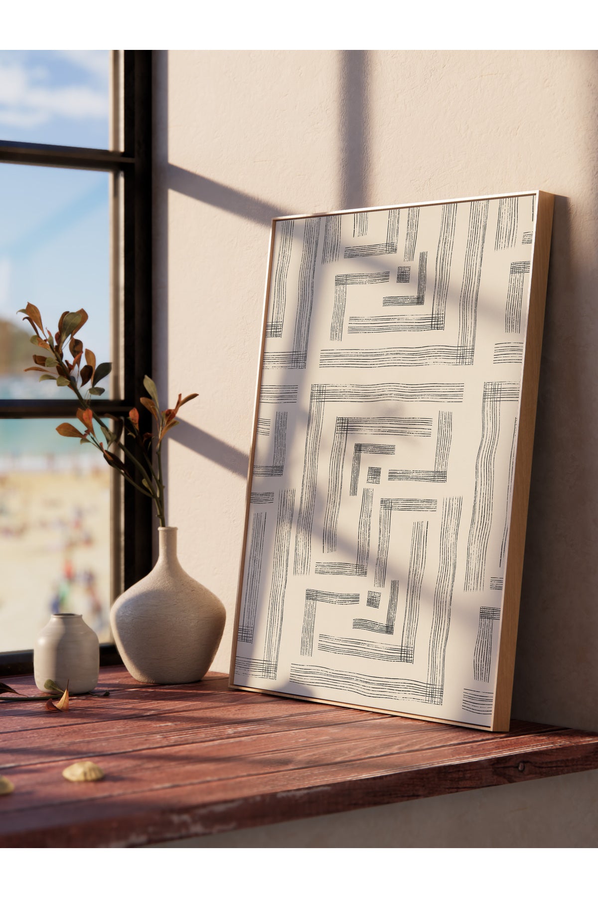 Siyah Beyaz Soyut Temalı Çerçevesiz Poster