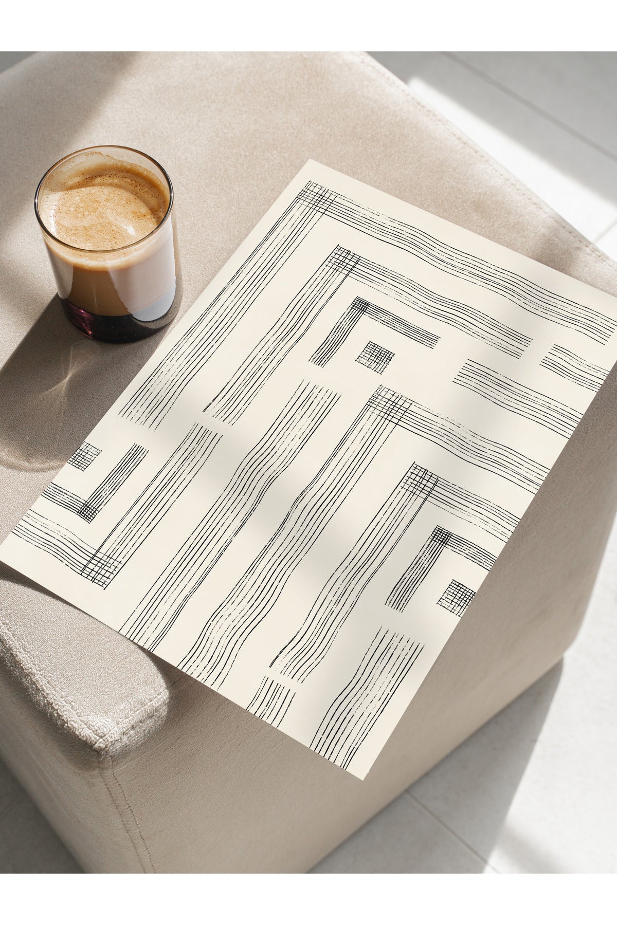 Siyah Beyaz Soyut Temalı Çerçevesiz Poster