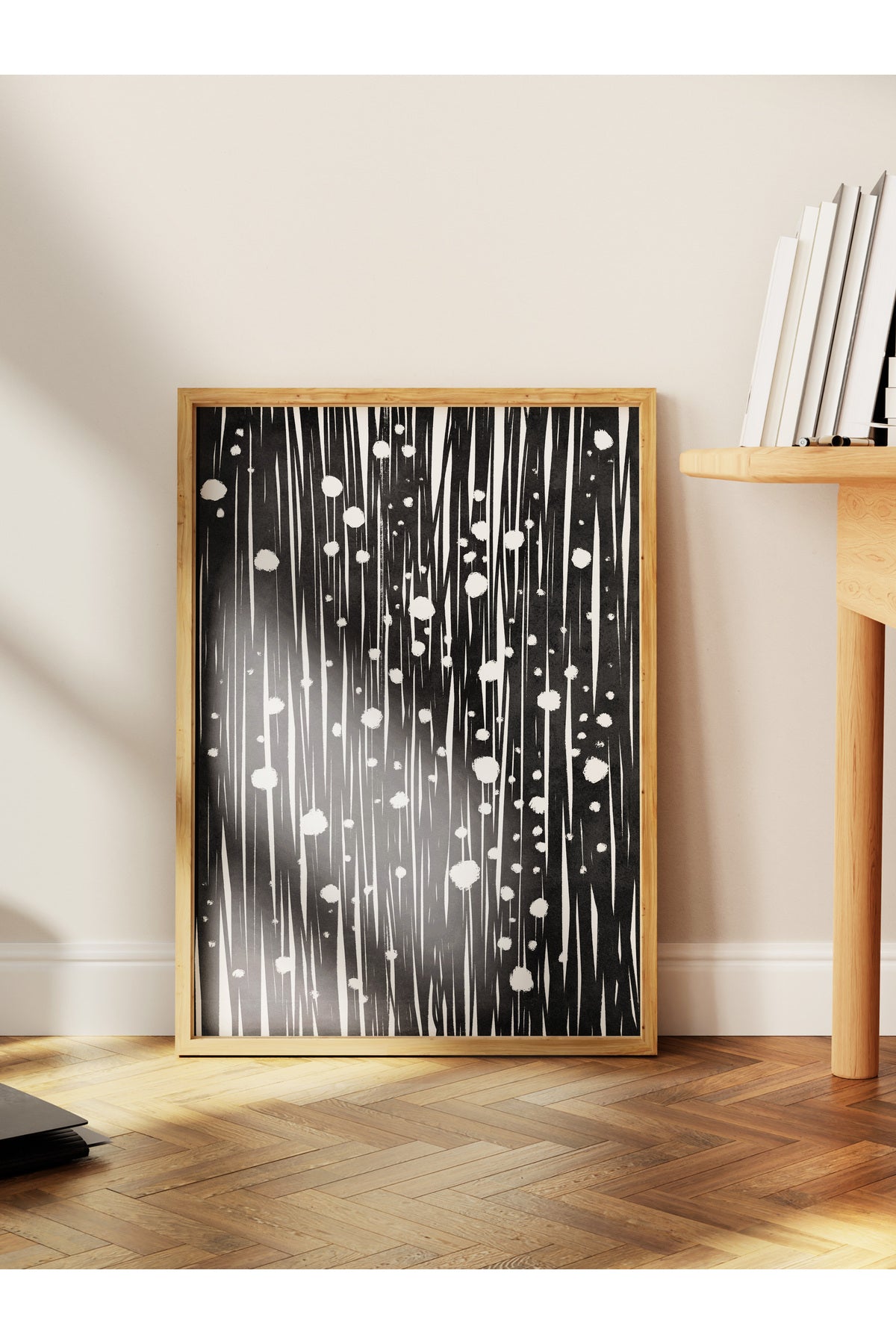 Siyah Beyaz Soyut Temalı Çerçevesiz Poster