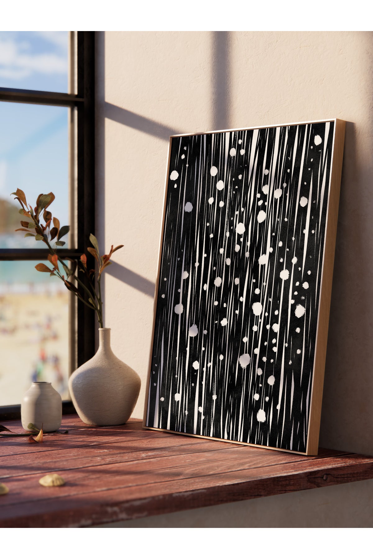 Siyah Beyaz Soyut Temalı Çerçevesiz Poster