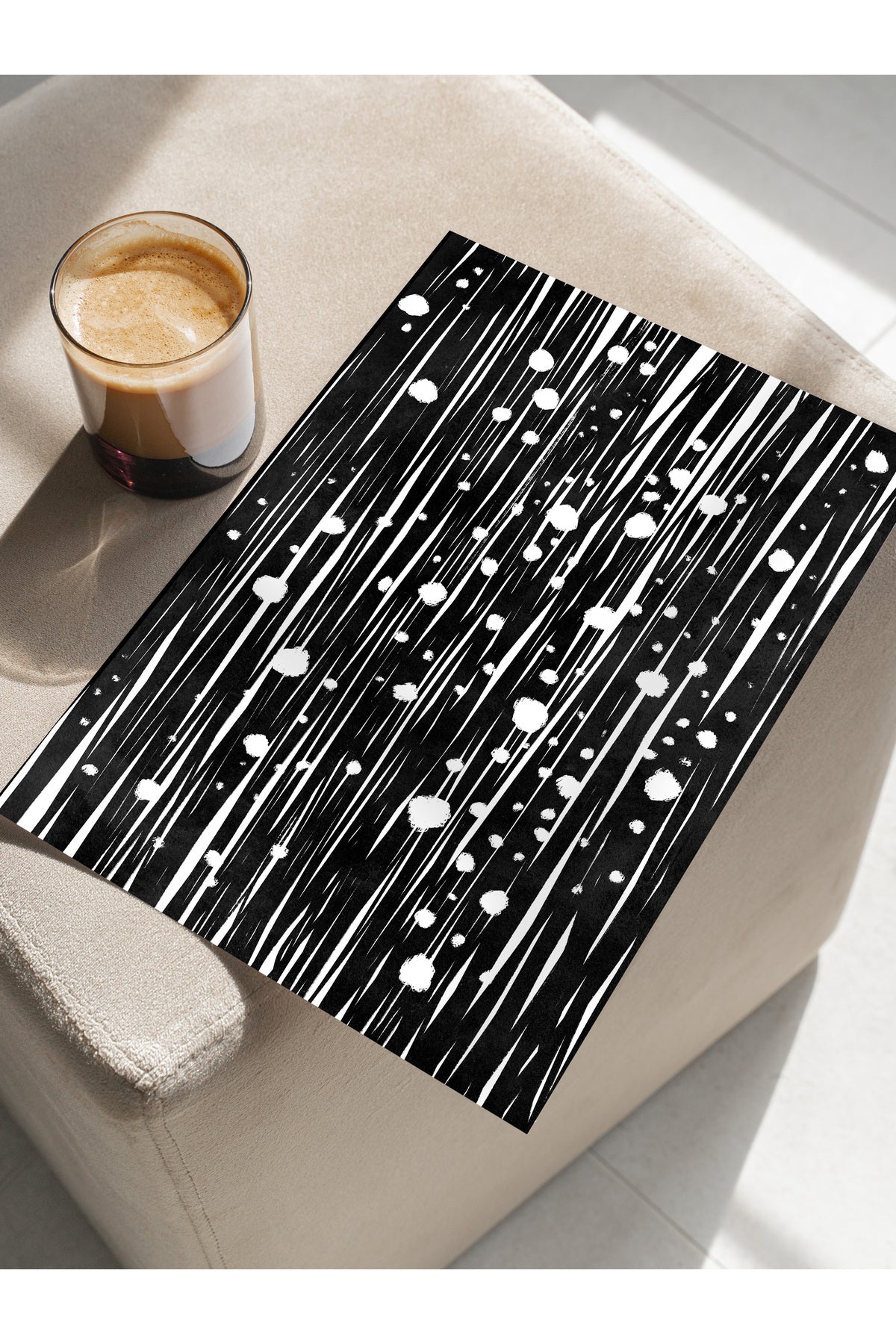 Siyah Beyaz Soyut Temalı Çerçevesiz Poster